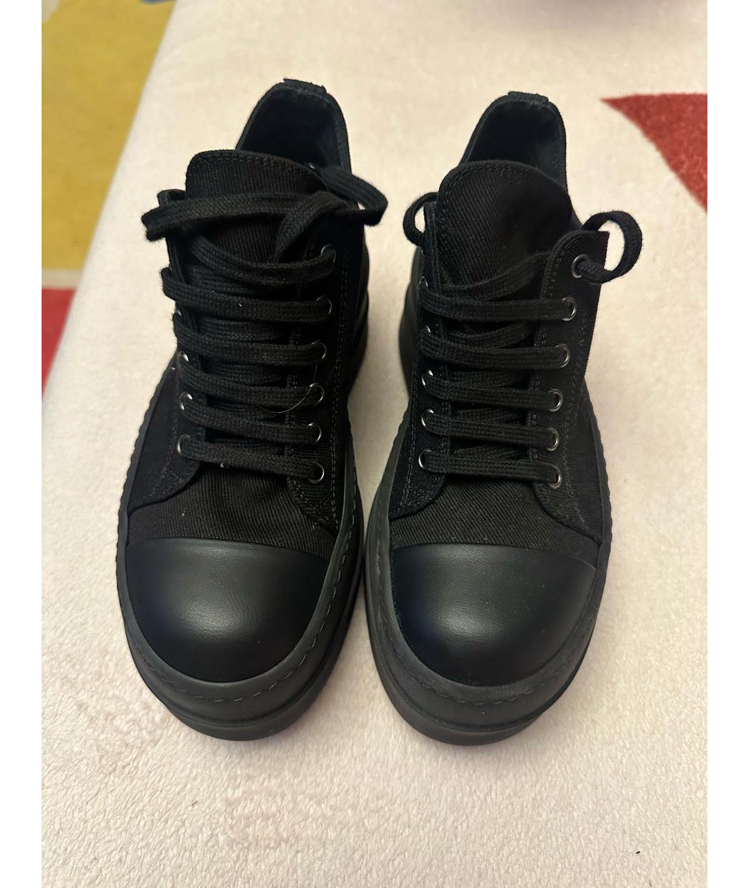 RICK OWENS Черные кожаные кеды, фото 2