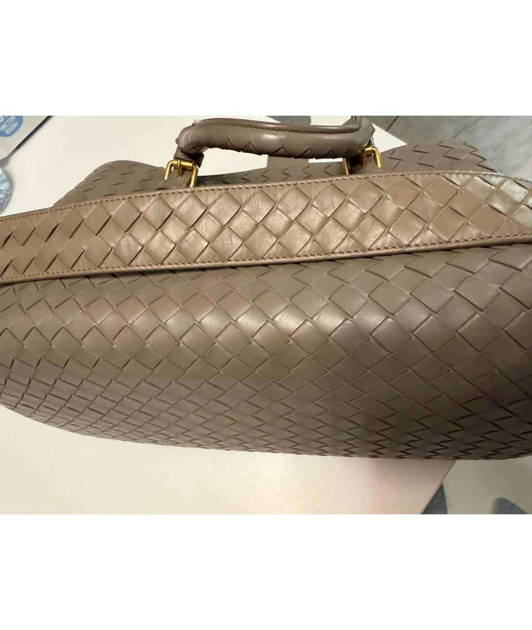 BOTTEGA VENETA Бежевая кожаная сумка с короткими ручками, фото 5