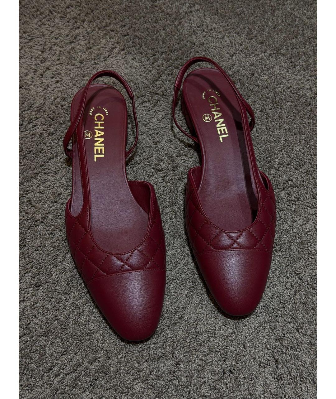 CHANEL Бордовые кожаные туфли, фото 2