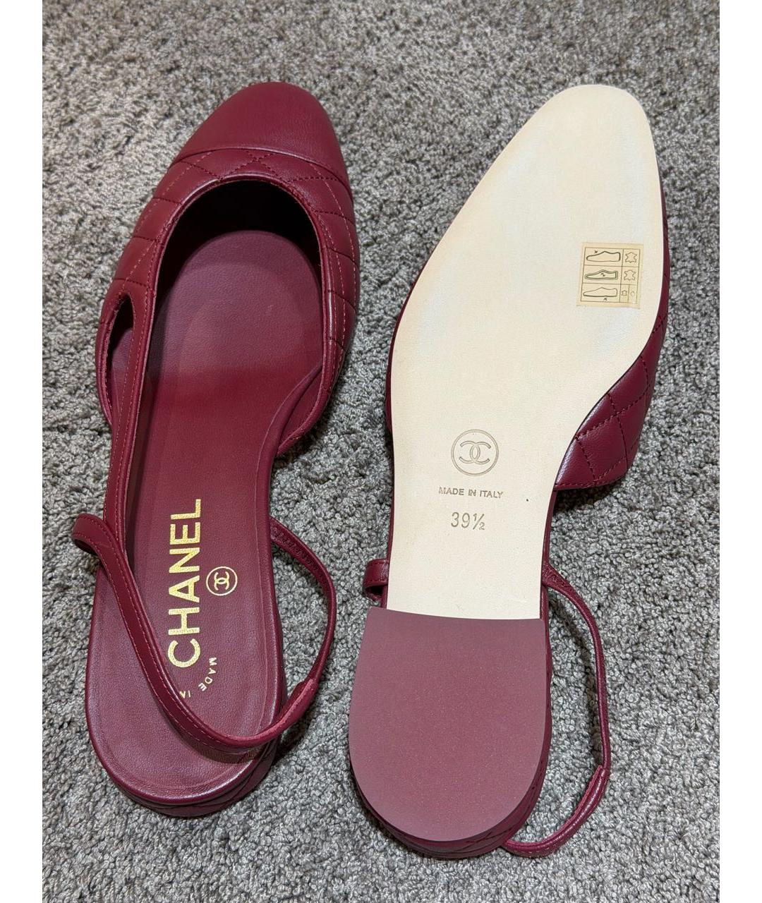 CHANEL Бордовые кожаные туфли, фото 4