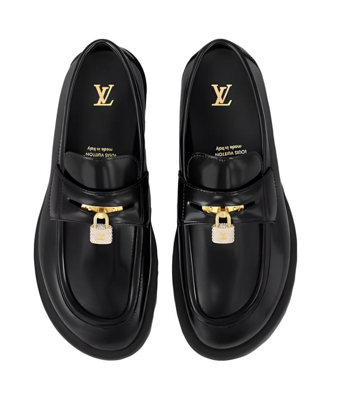 LOUIS VUITTON Черные кожаные лоферы, фото 5