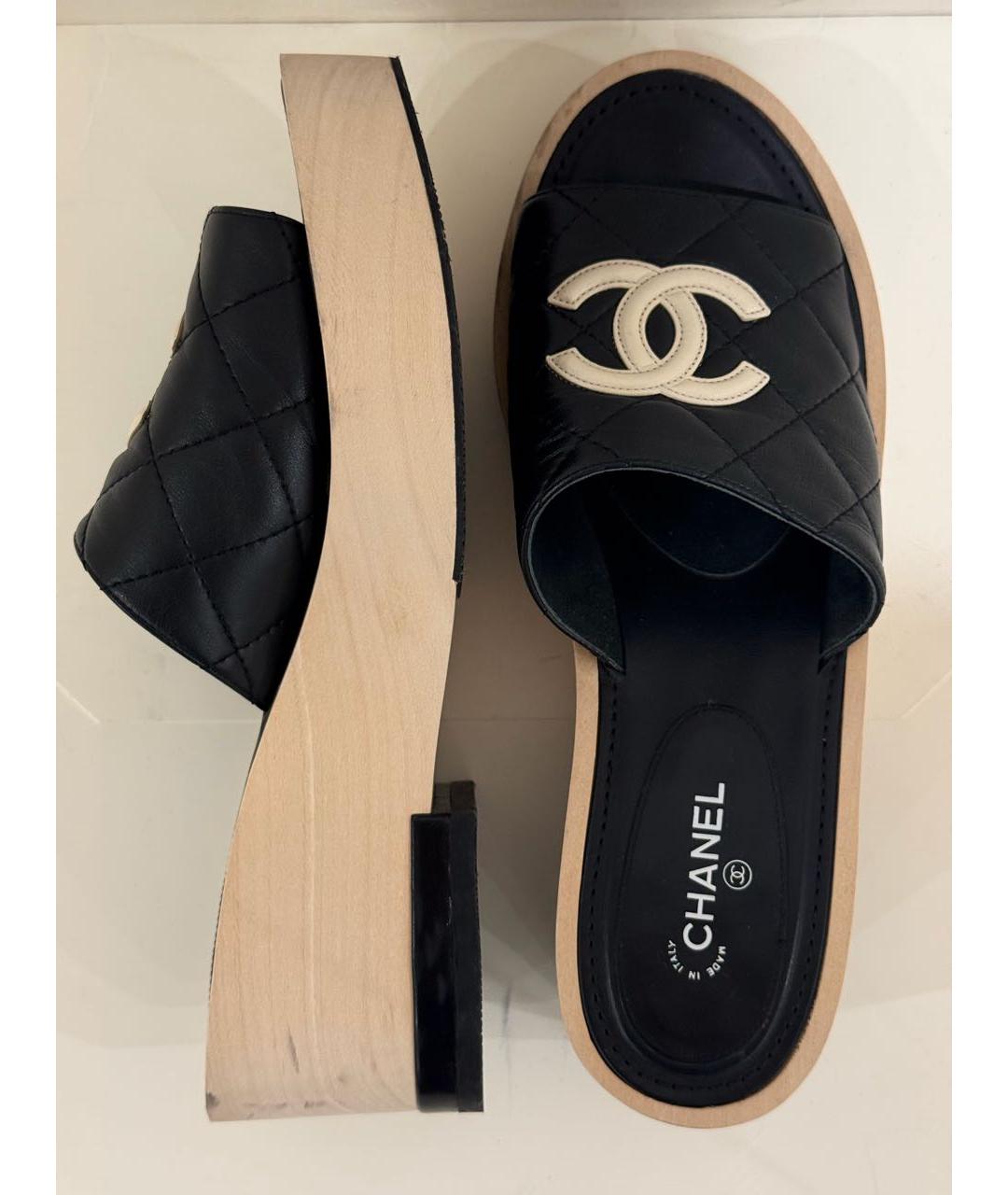 CHANEL Черные кожаные сабо, фото 5