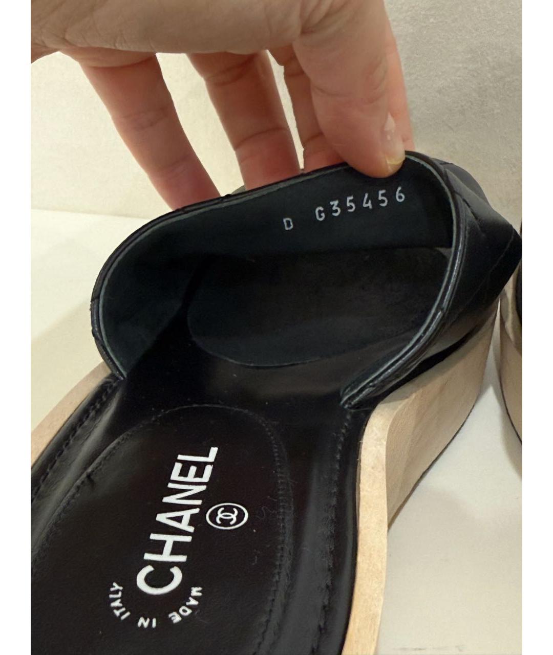 CHANEL Черные кожаные сабо, фото 6