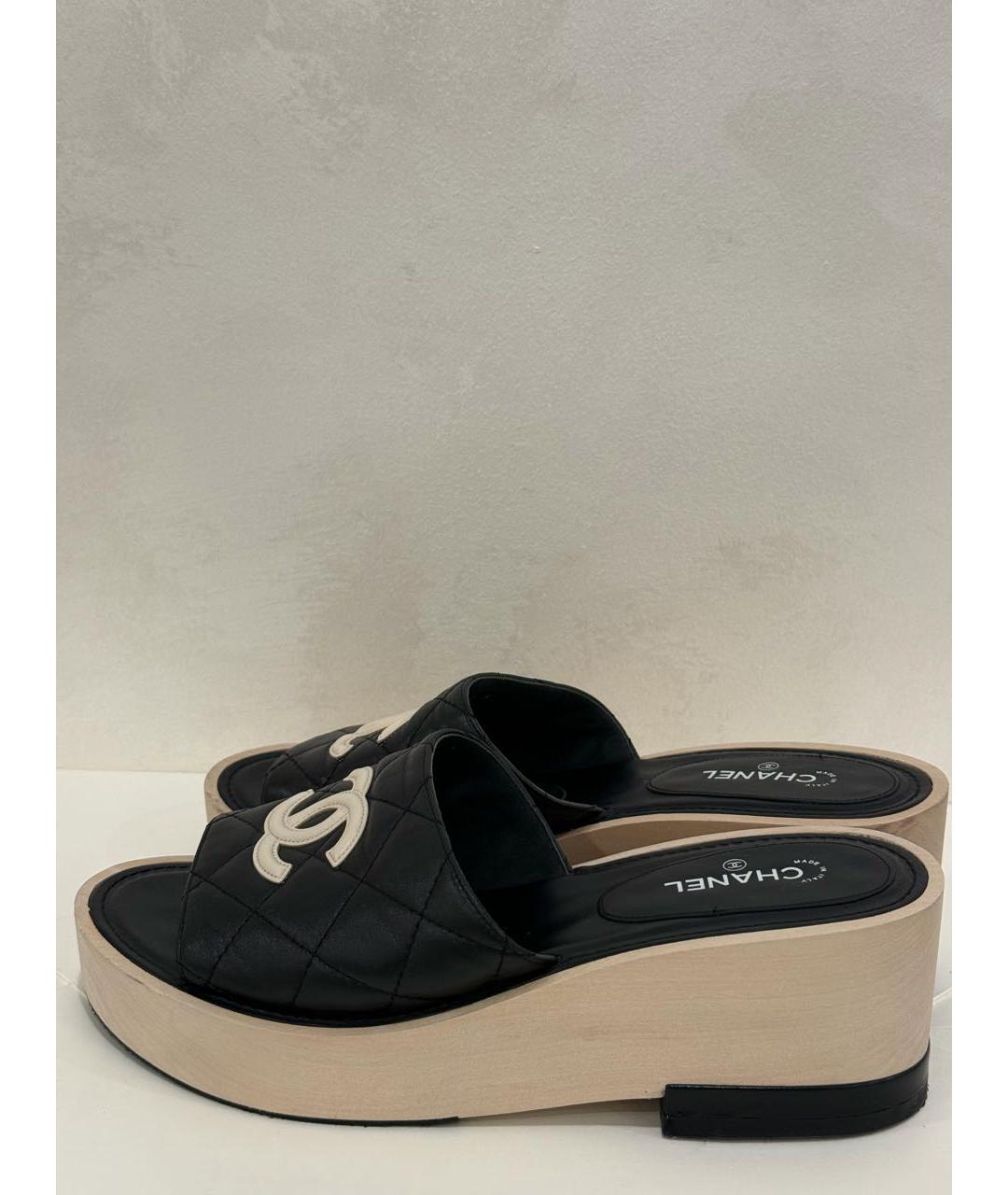 CHANEL Черные кожаные сабо, фото 8