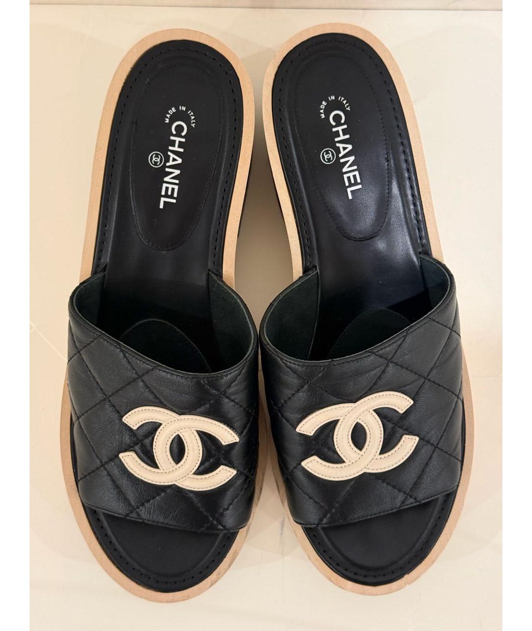 CHANEL Черные кожаные сабо, фото 3