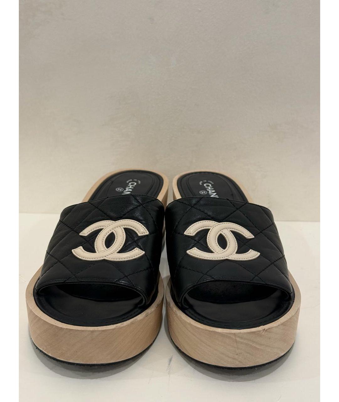 CHANEL Черные кожаные сабо, фото 2