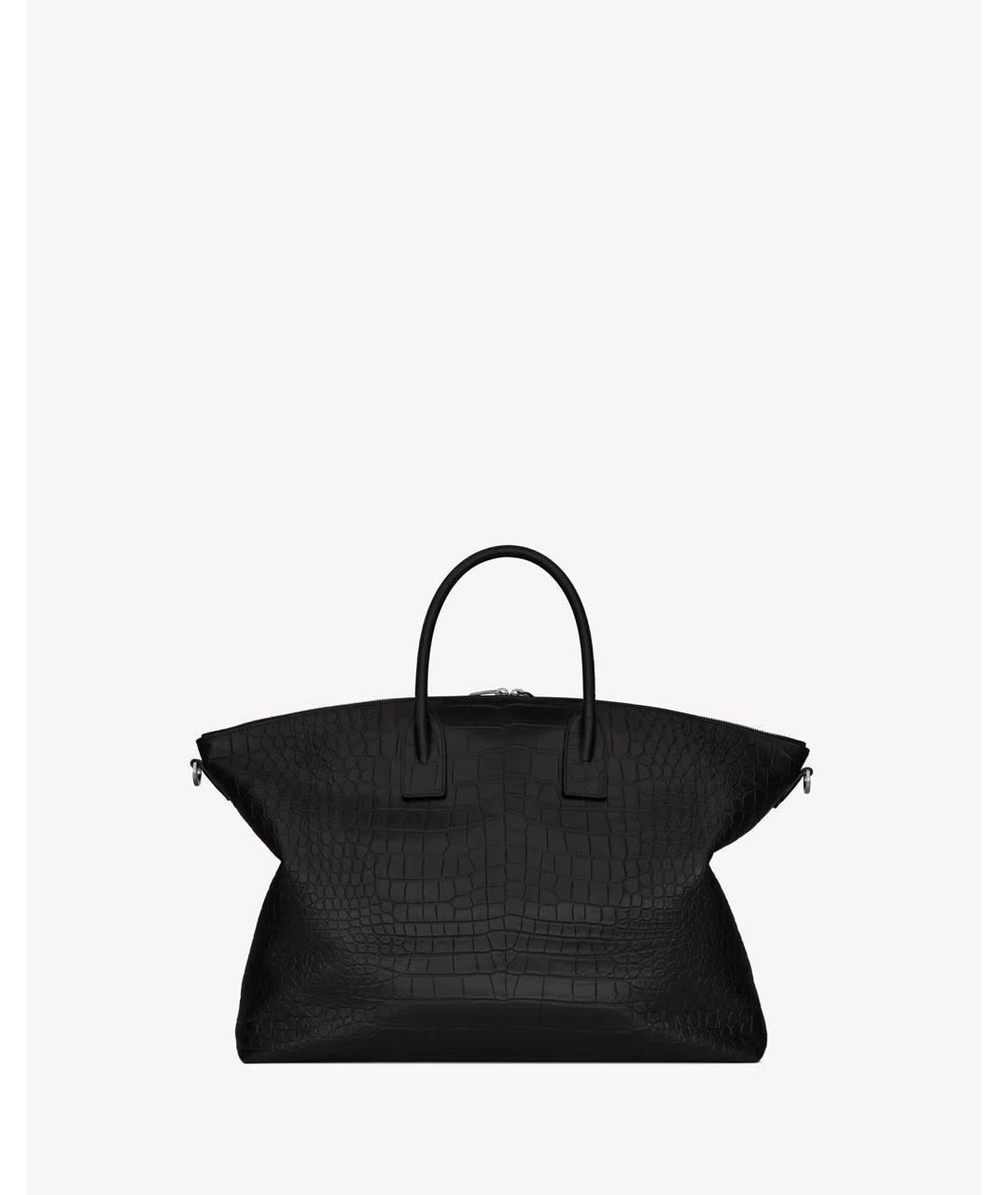 SAINT LAURENT Черная кожаная дорожная/спортивная сумка, фото 6