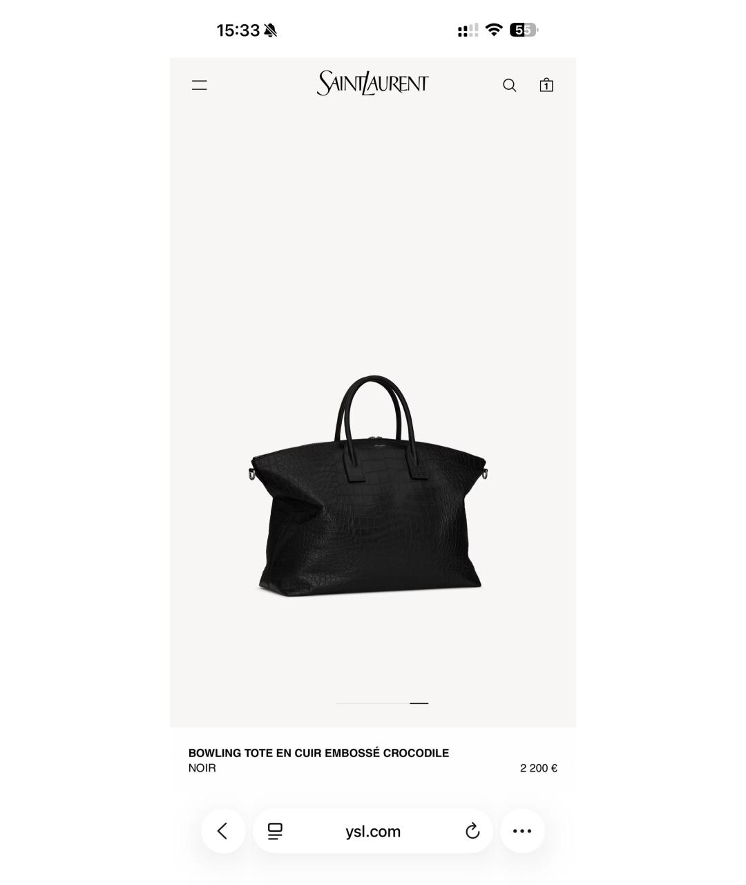 SAINT LAURENT Черная кожаная дорожная/спортивная сумка, фото 2