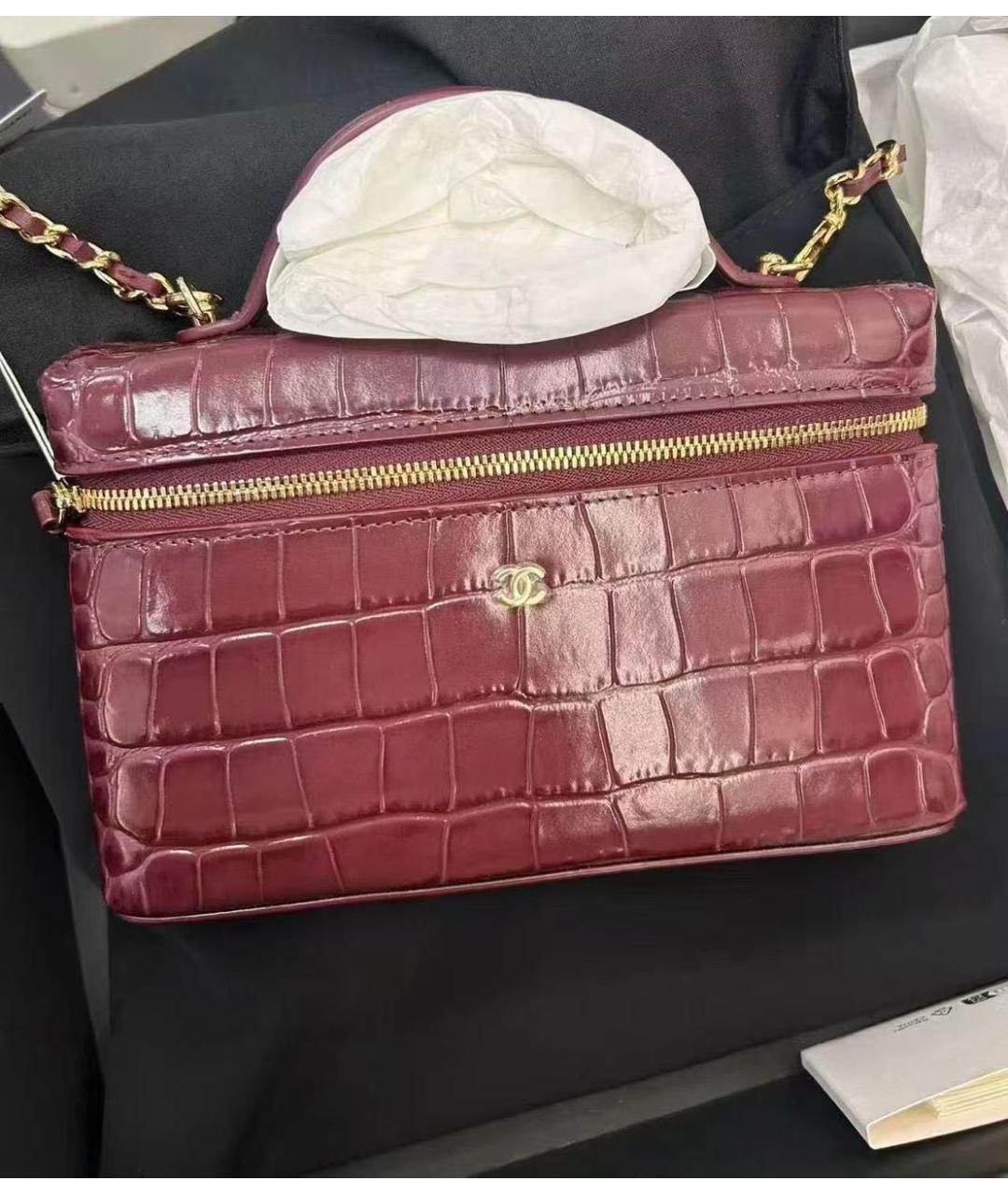 CHANEL Бордовая кожаная сумка через плечо, фото 3