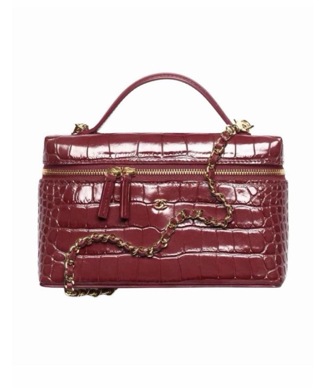 CHANEL Бордовая кожаная сумка через плечо, фото 4