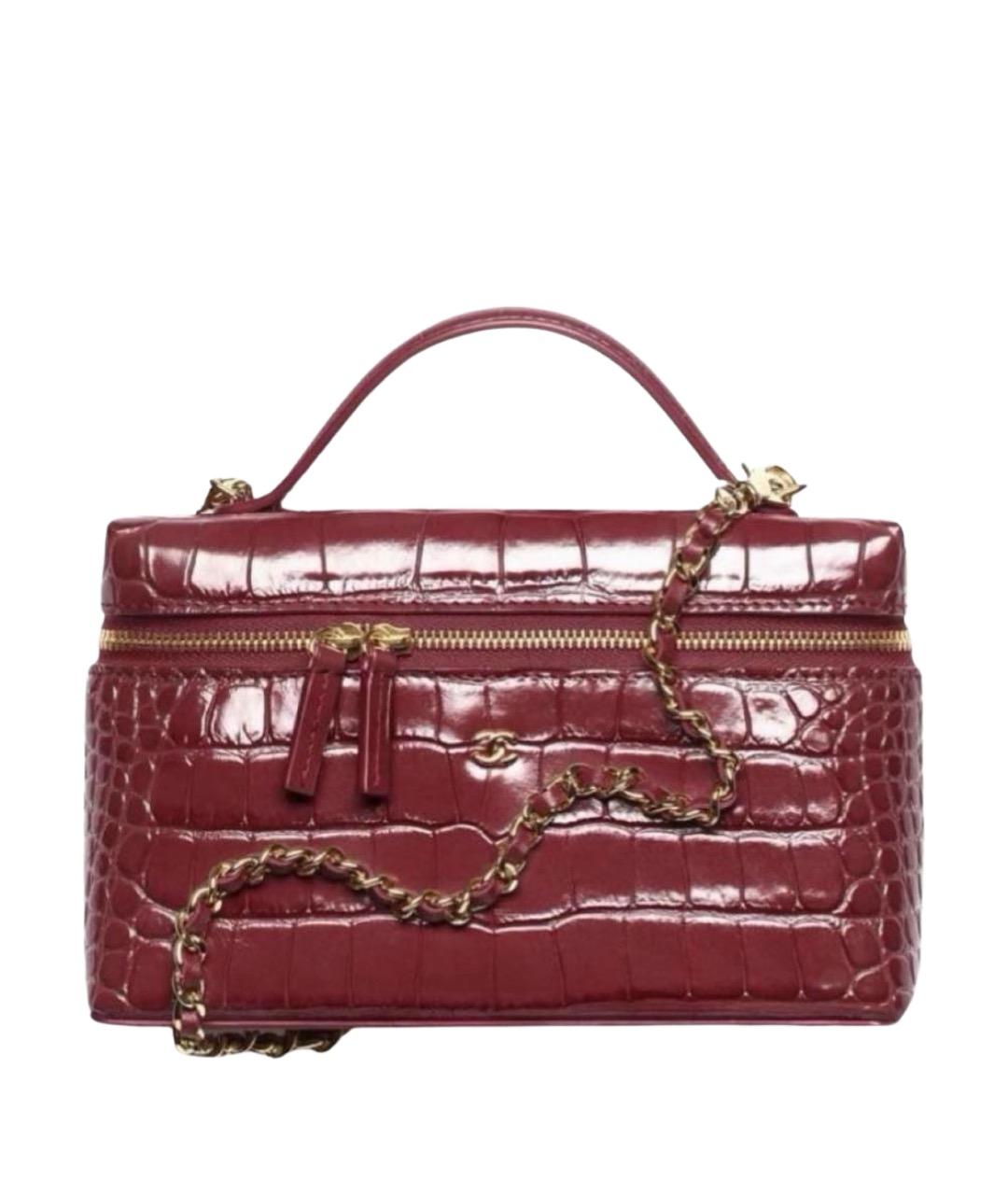 CHANEL Бордовая кожаная сумка через плечо, фото 1