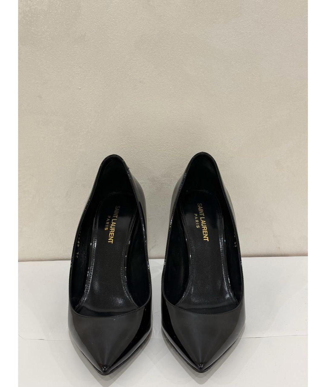 SAINT LAURENT Черные туфли из лакированной кожи, фото 2