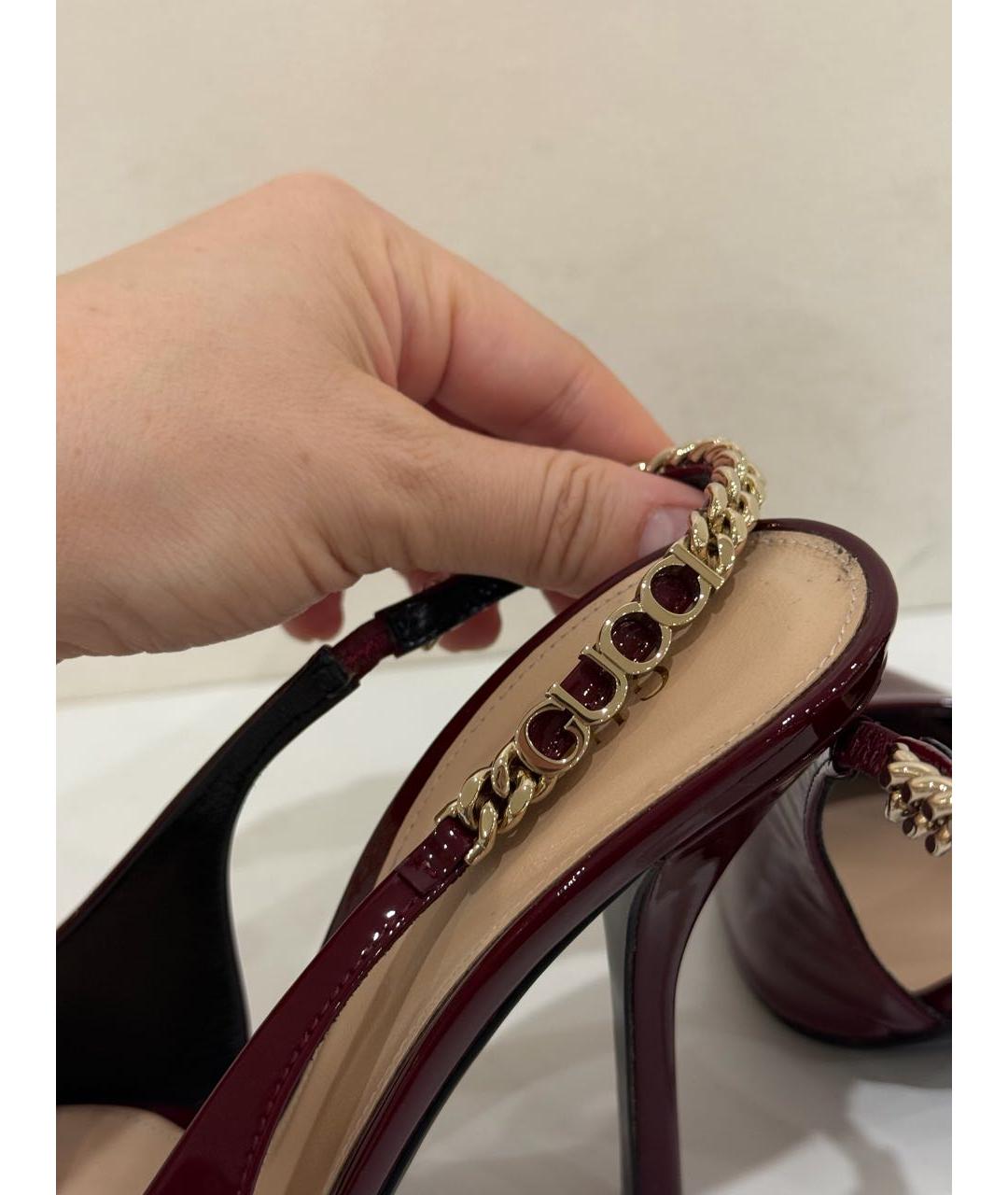 GUCCI Бордовые туфли из лакированной кожи, фото 4