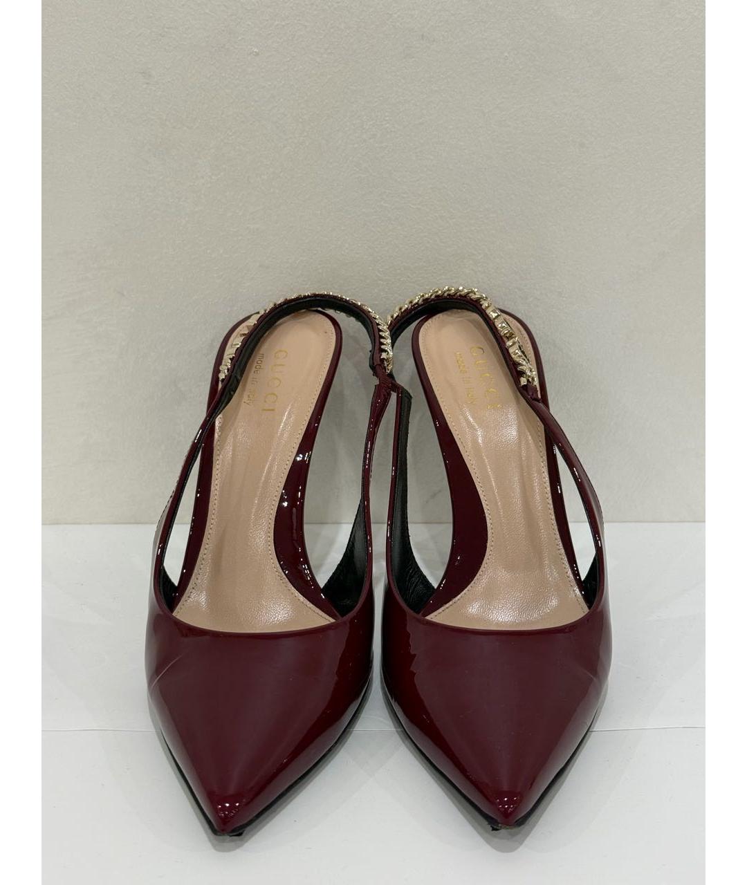GUCCI Бордовые туфли из лакированной кожи, фото 2