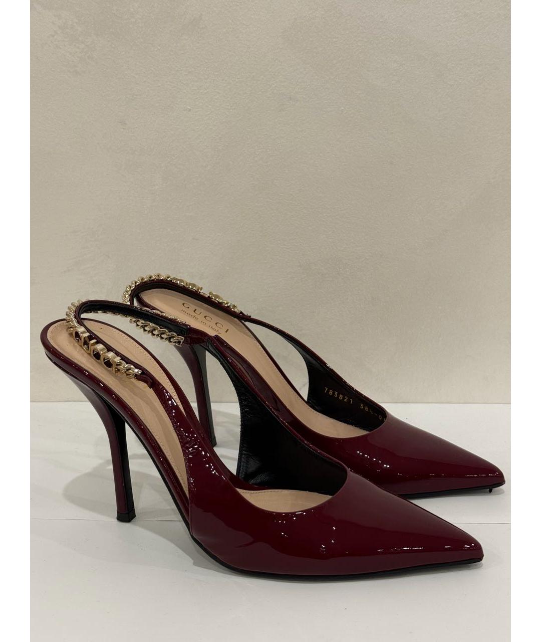 GUCCI Бордовые туфли из лакированной кожи, фото 7