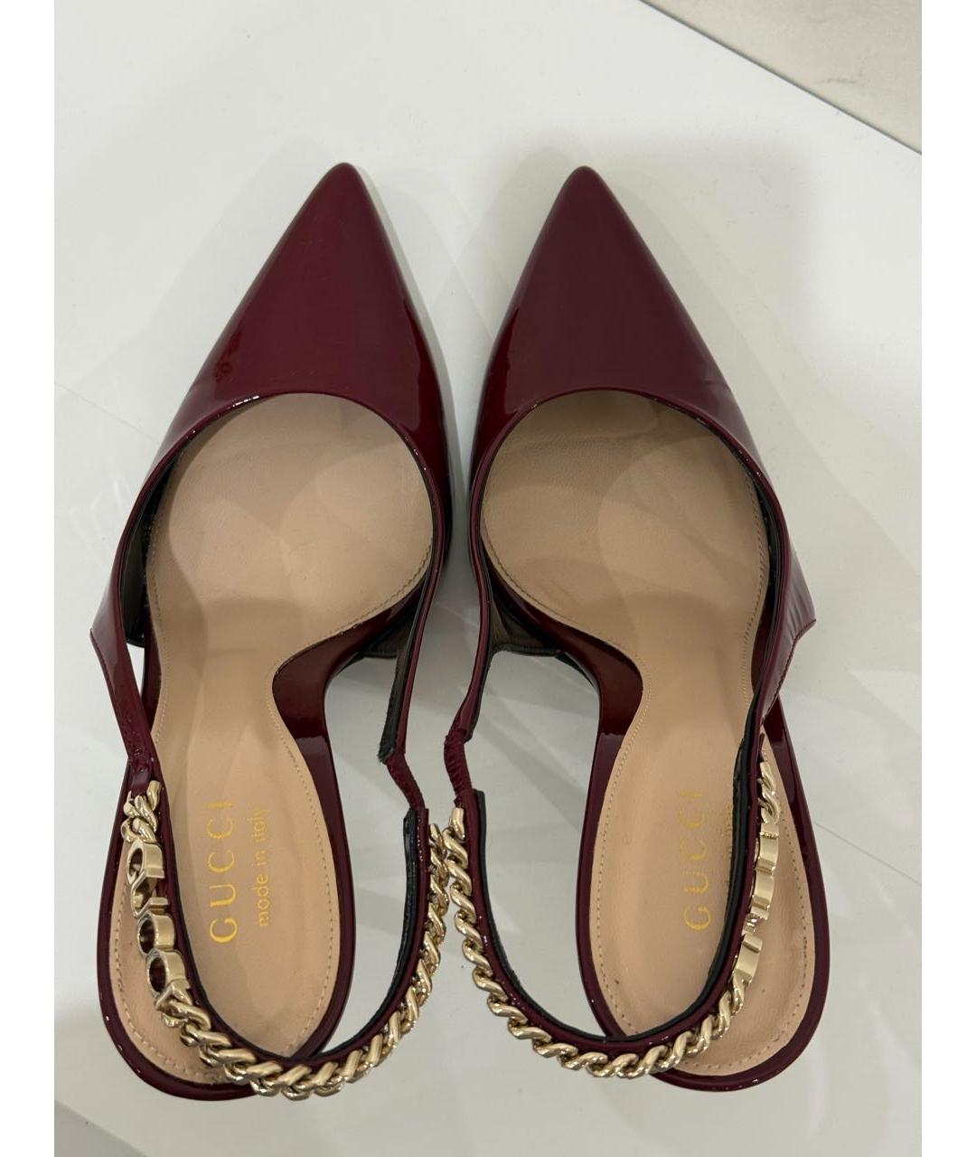GUCCI Бордовые туфли из лакированной кожи, фото 3