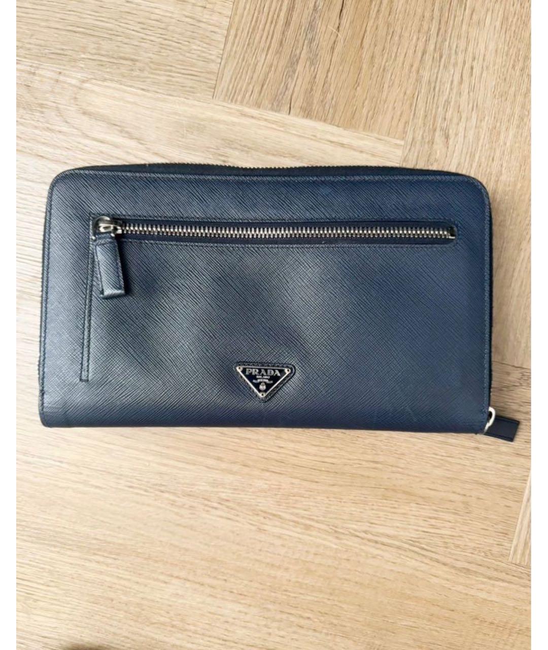 PRADA Темно-синий кожаный кошелек, фото 9