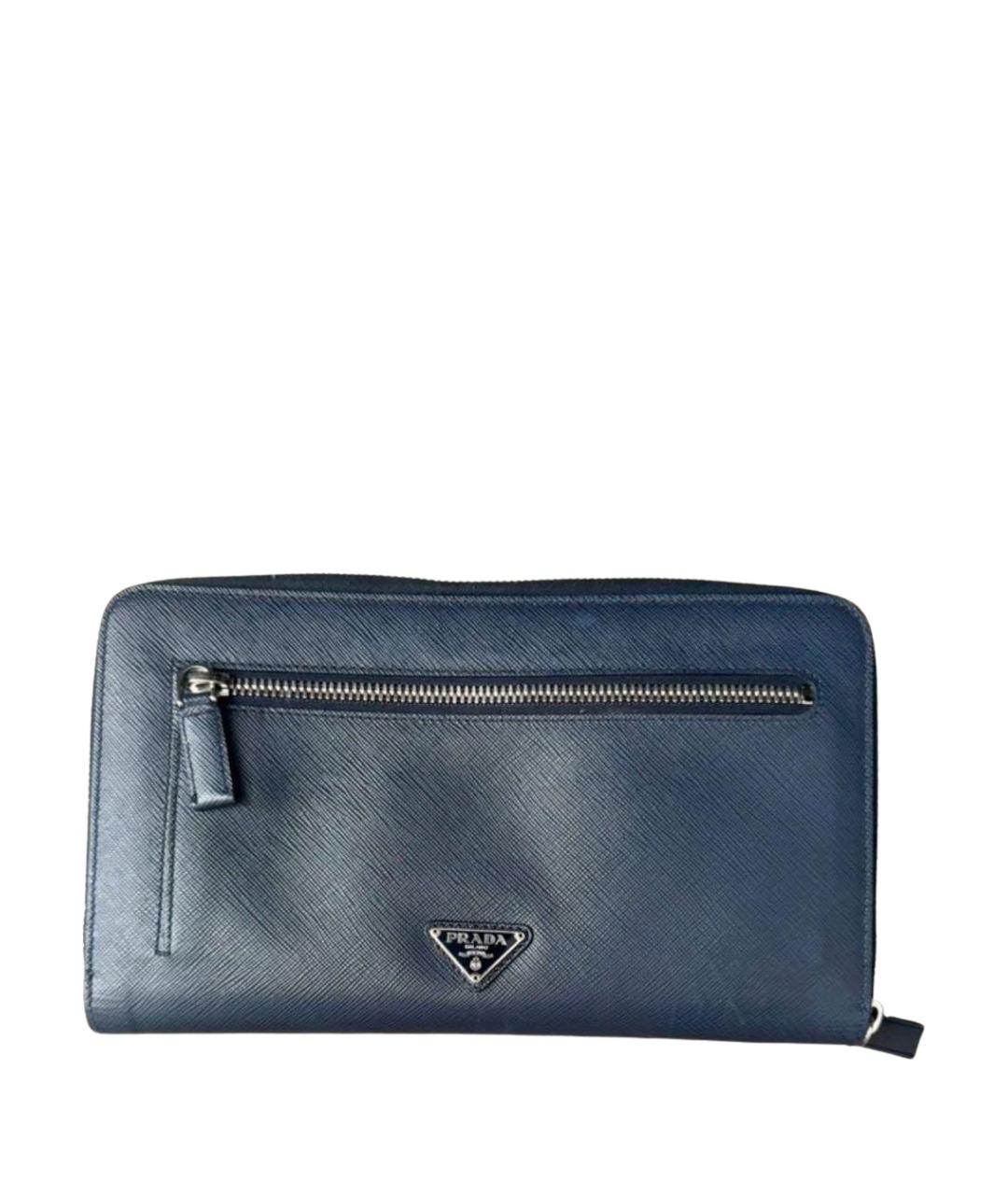 PRADA Темно-синий кожаный кошелек, фото 1