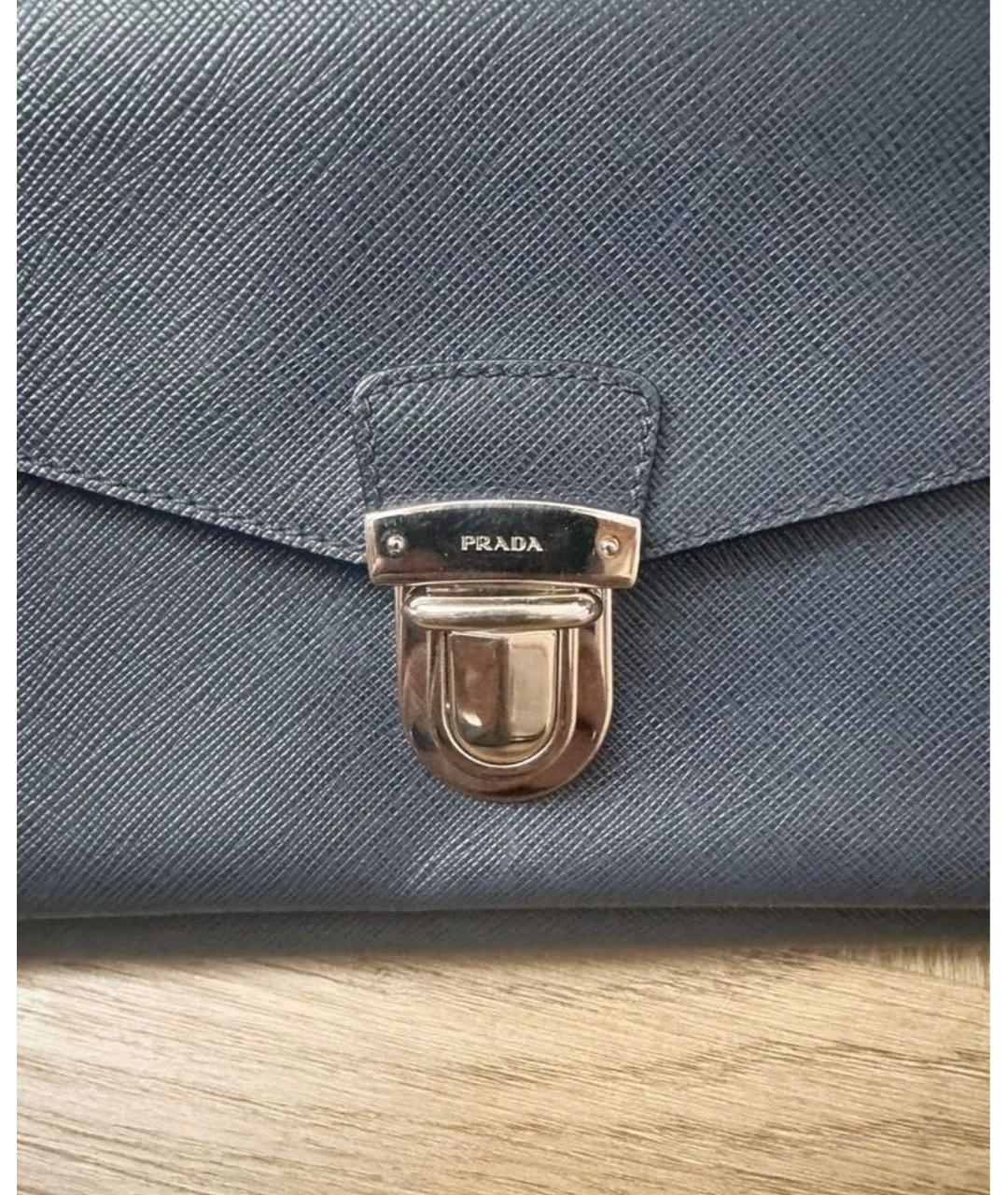 PRADA Темно-синий кожаный кошелек, фото 4