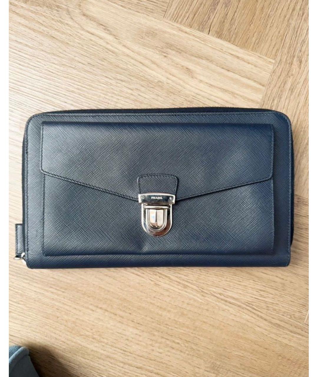PRADA Темно-синий кожаный кошелек, фото 2