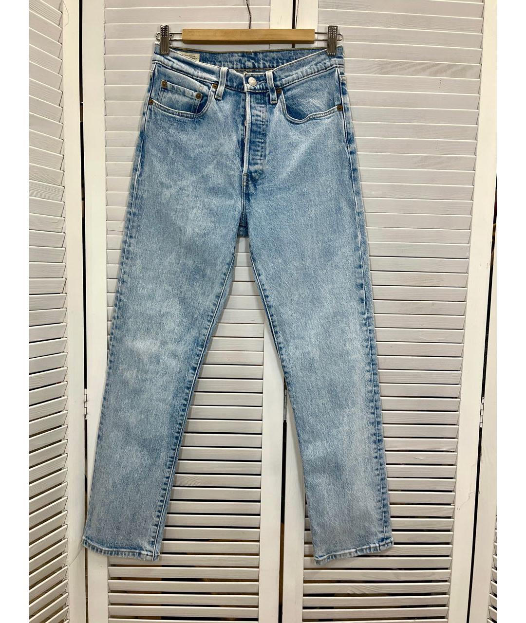 LEVI'S Голубые хлопко-эластановые прямые джинсы, фото 9
