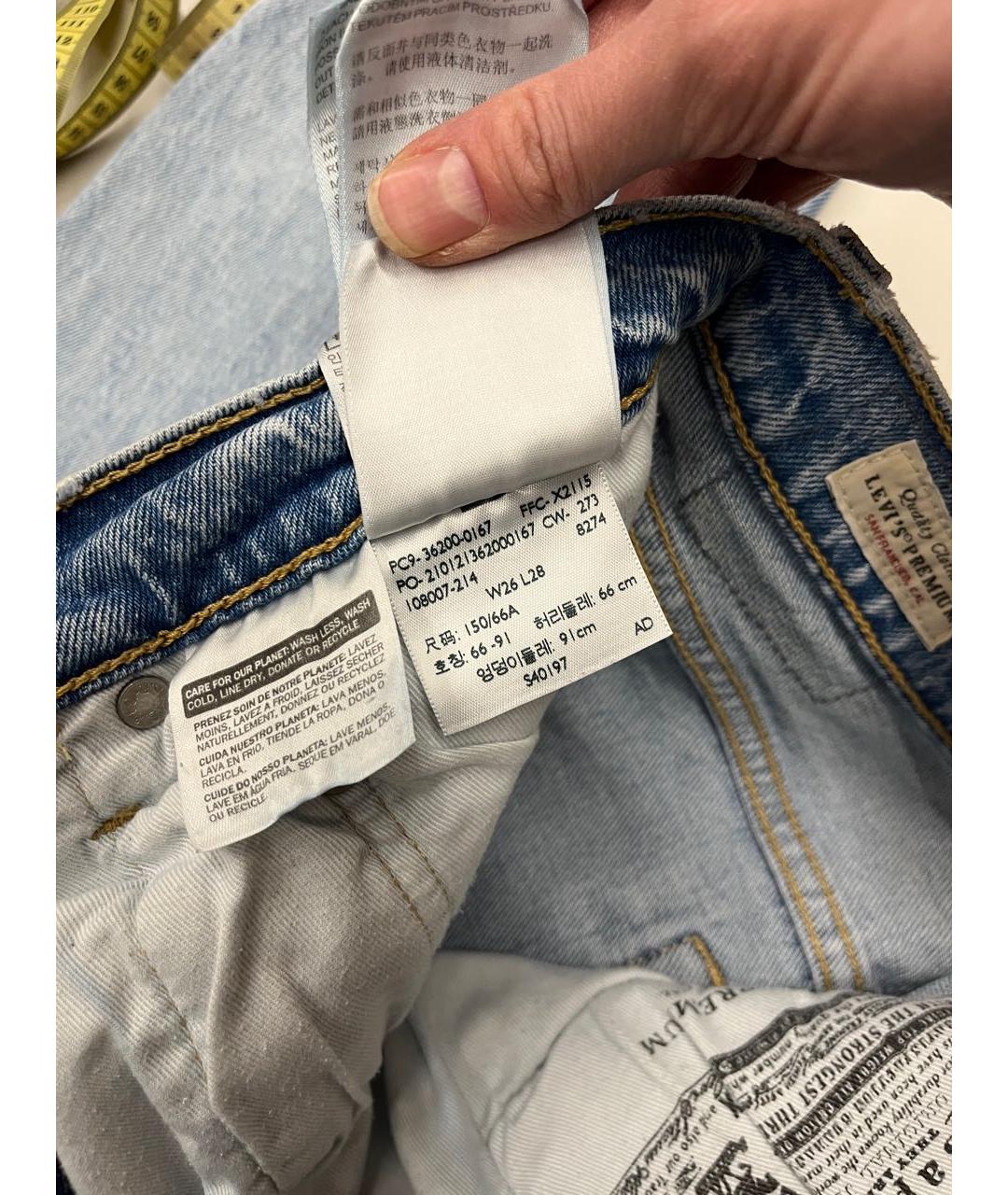LEVI'S Голубые хлопко-эластановые прямые джинсы, фото 5
