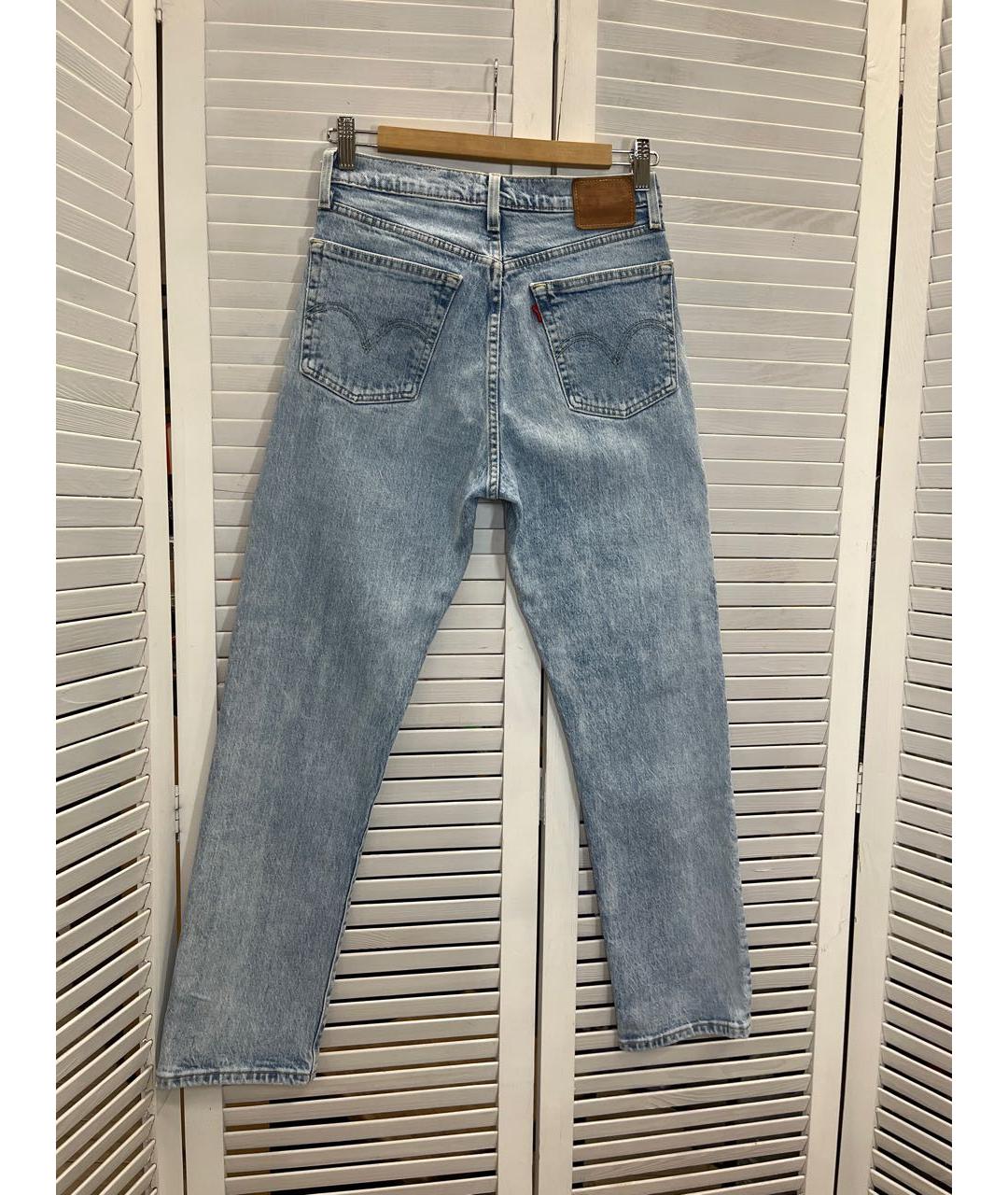 LEVI'S Голубые хлопко-эластановые прямые джинсы, фото 3