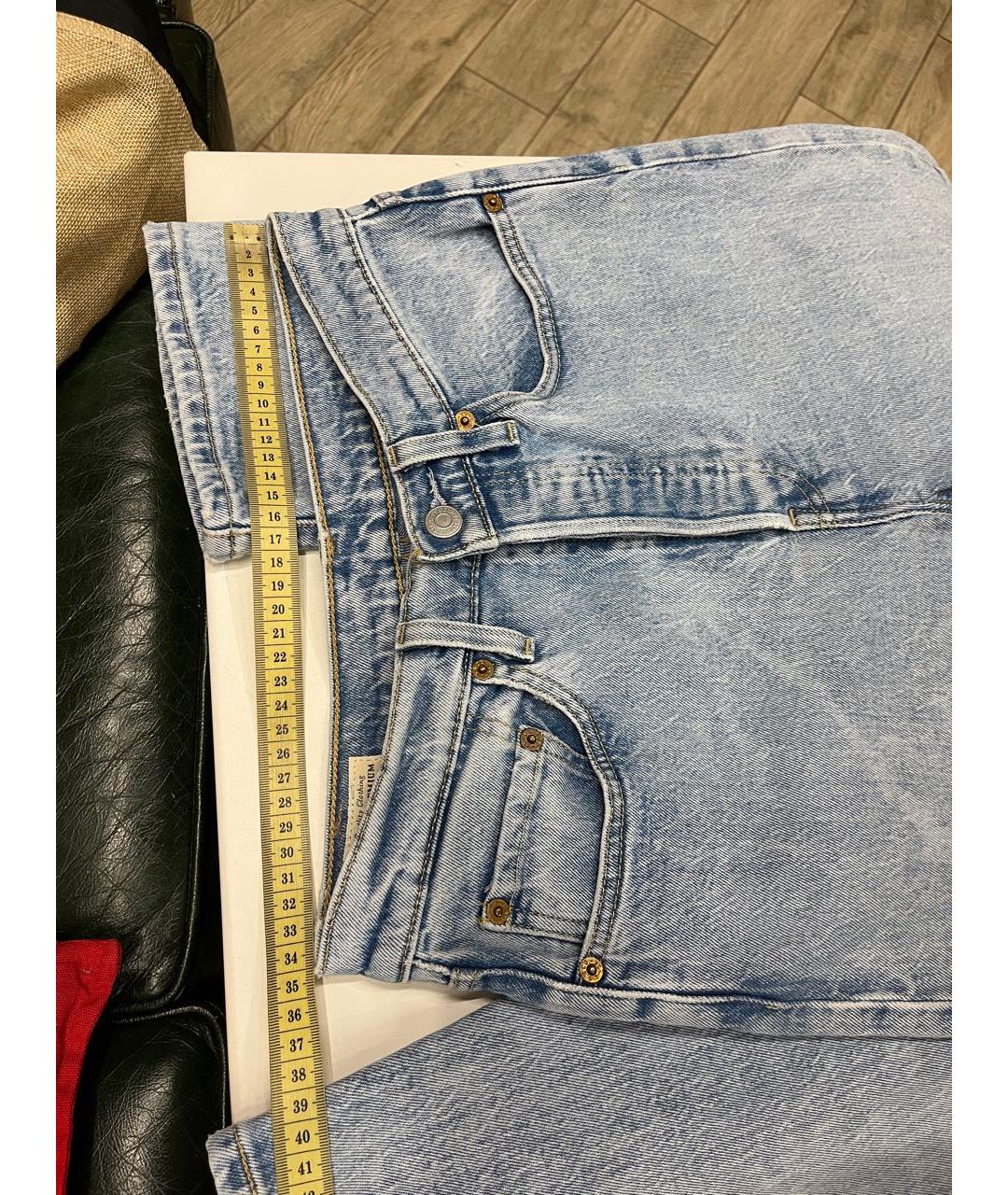 LEVI'S Голубые хлопко-эластановые прямые джинсы, фото 6