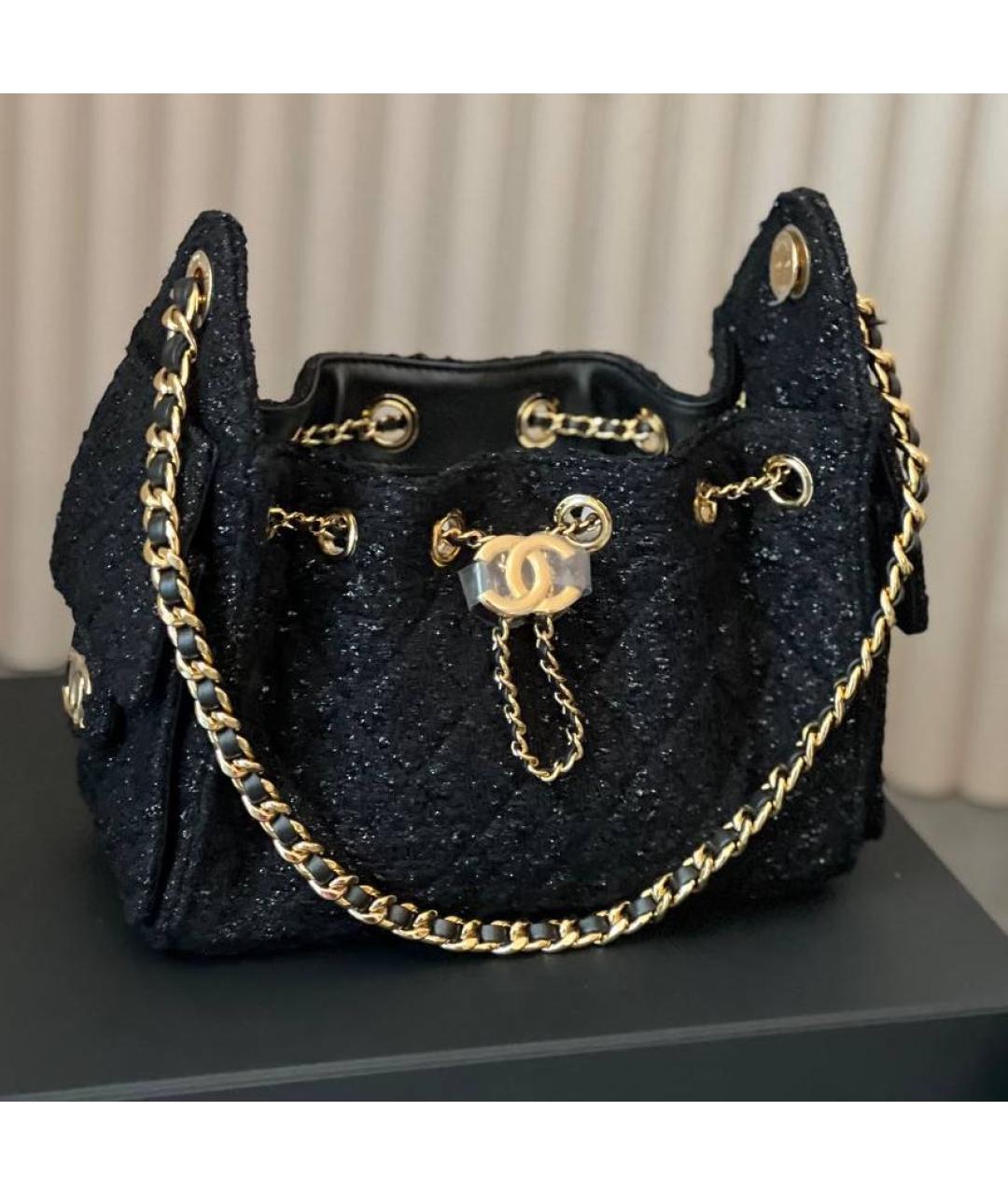 CHANEL Черная твидовая сумка через плечо, фото 2