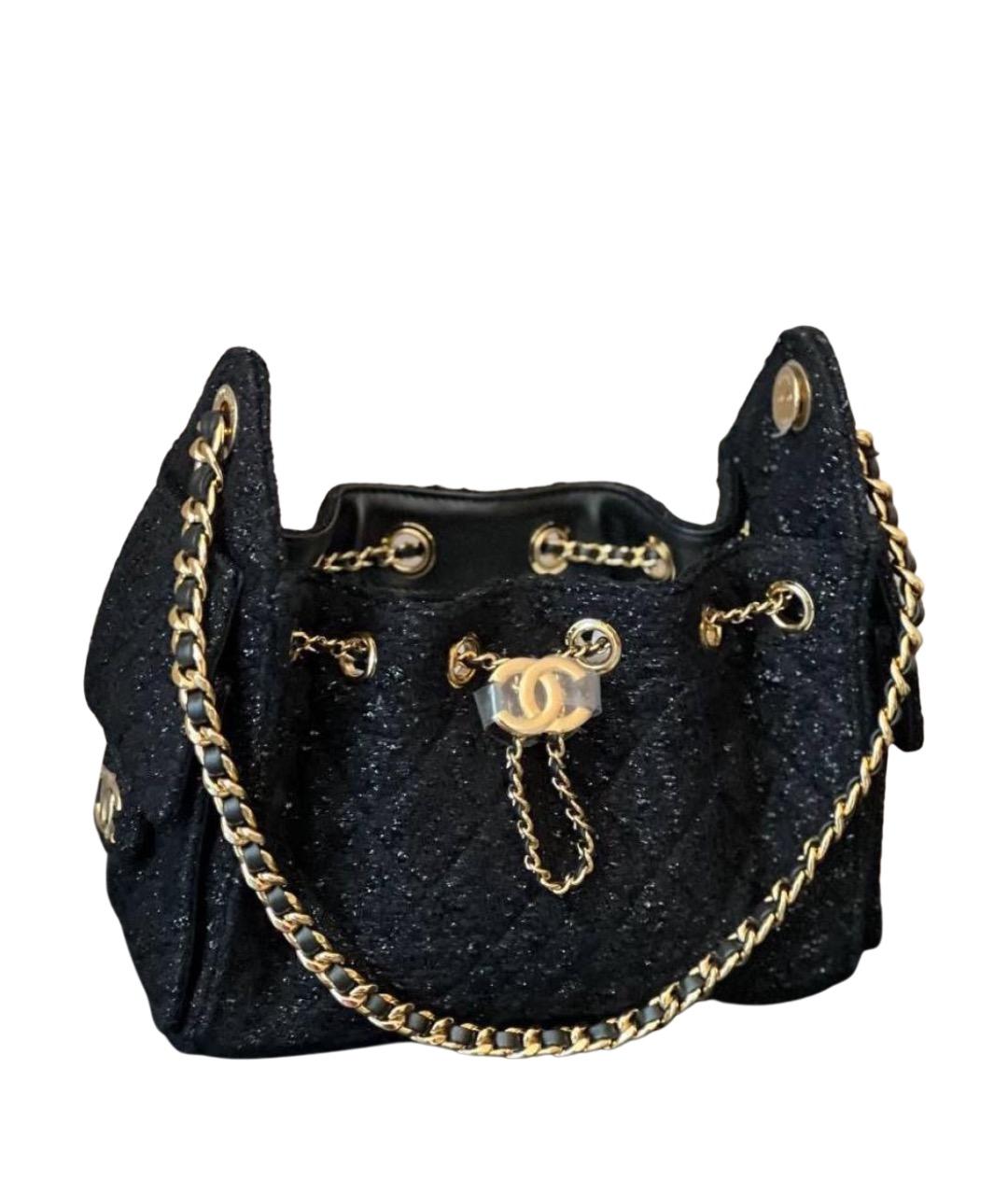CHANEL Черная твидовая сумка через плечо, фото 1
