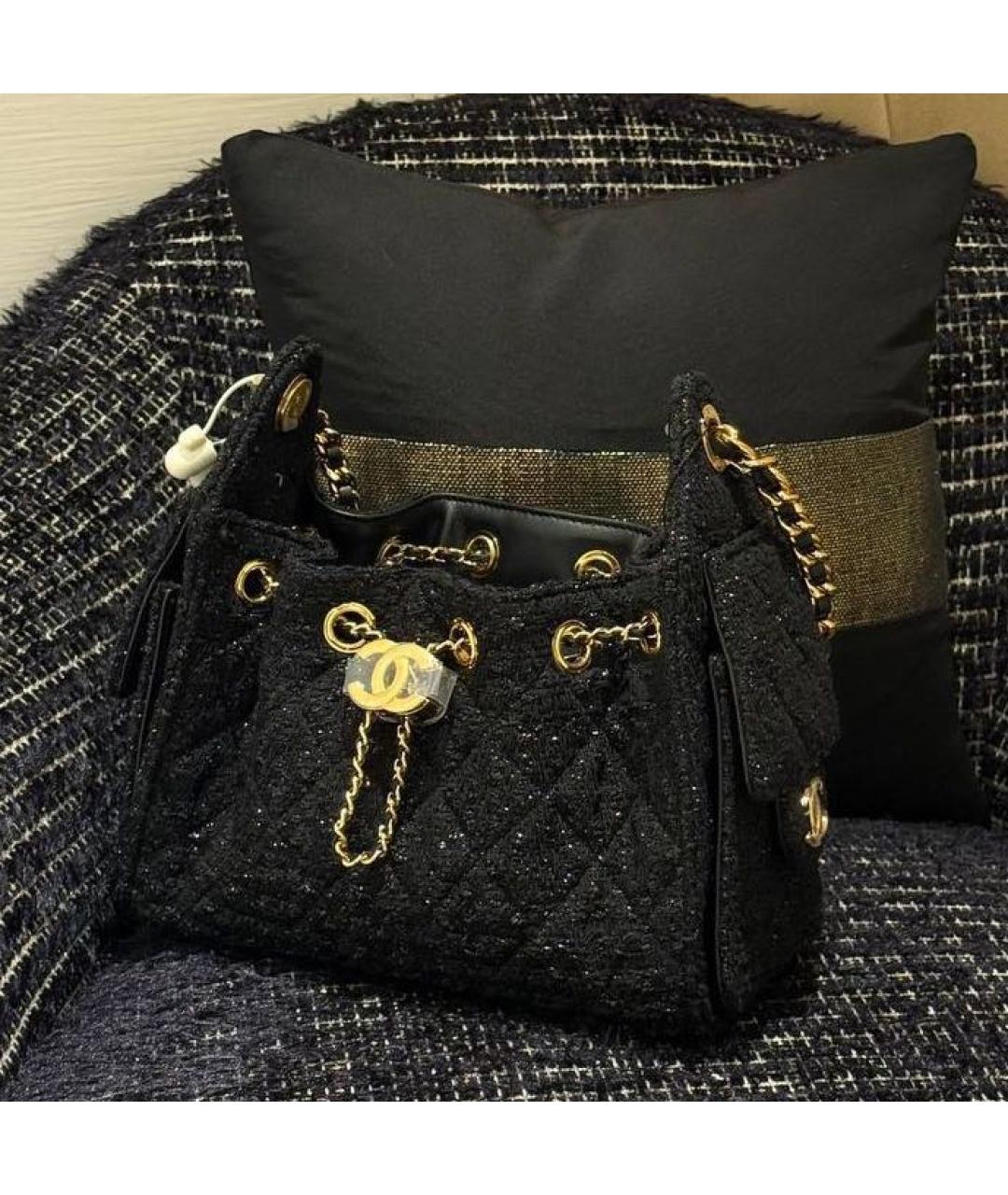 CHANEL Черная твидовая сумка через плечо, фото 3