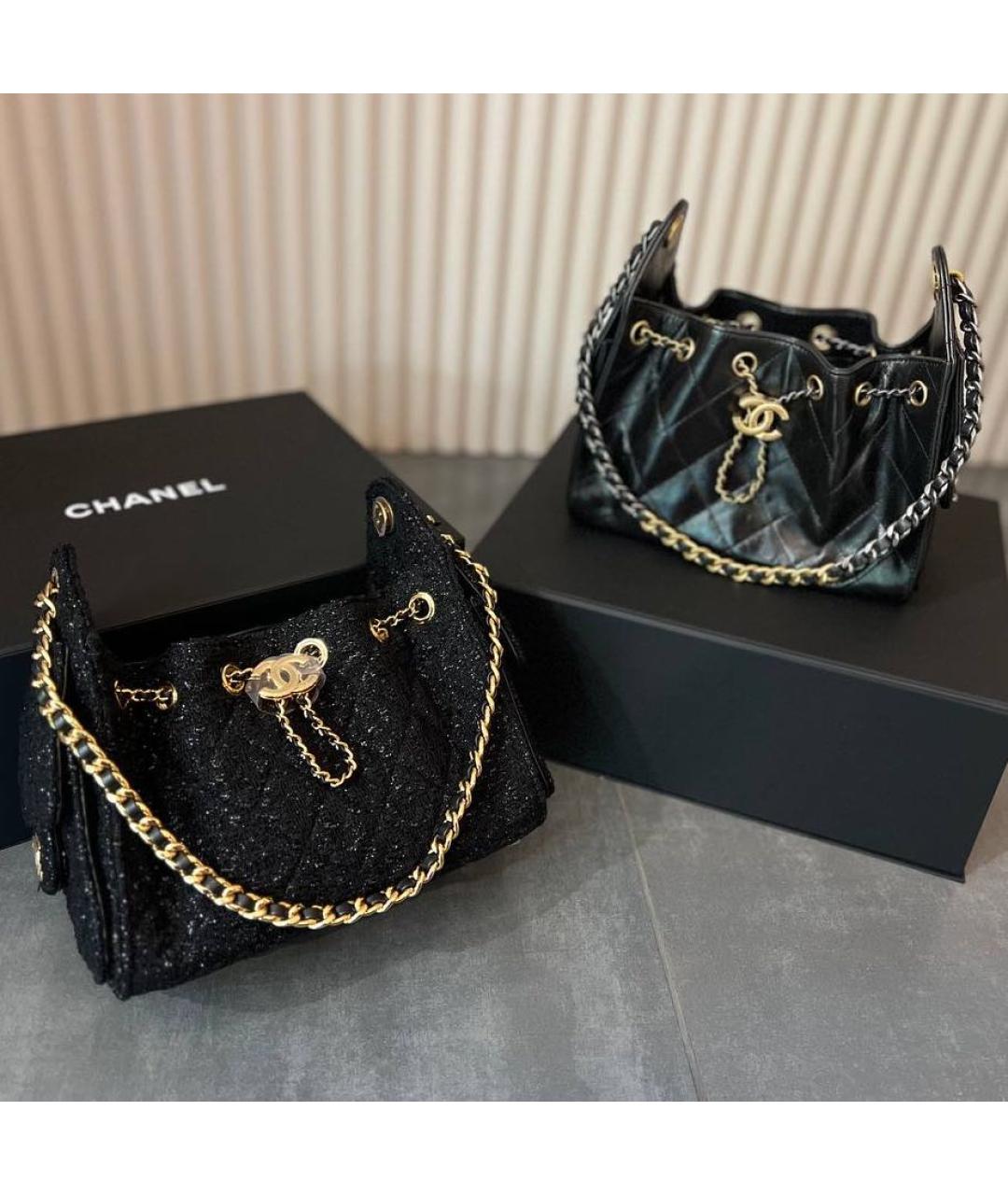 CHANEL Черная твидовая сумка через плечо, фото 5