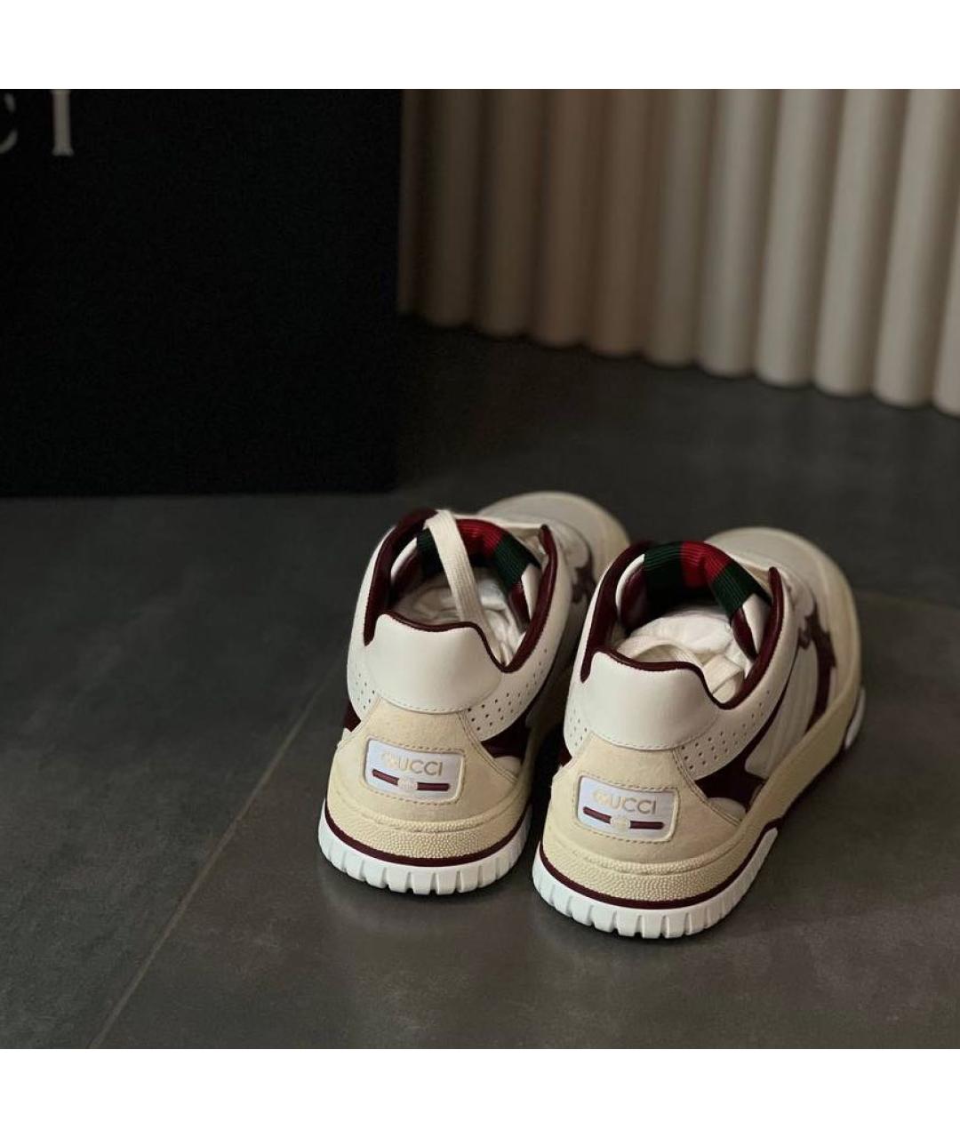 GUCCI Бежевые кожаные кроссовки, фото 3