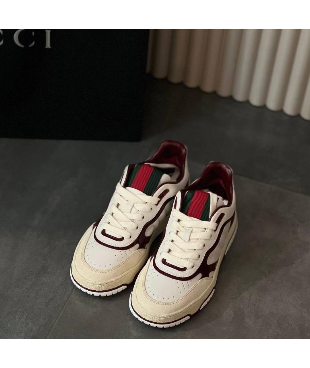 GUCCI Бежевые кожаные кроссовки, фото 2