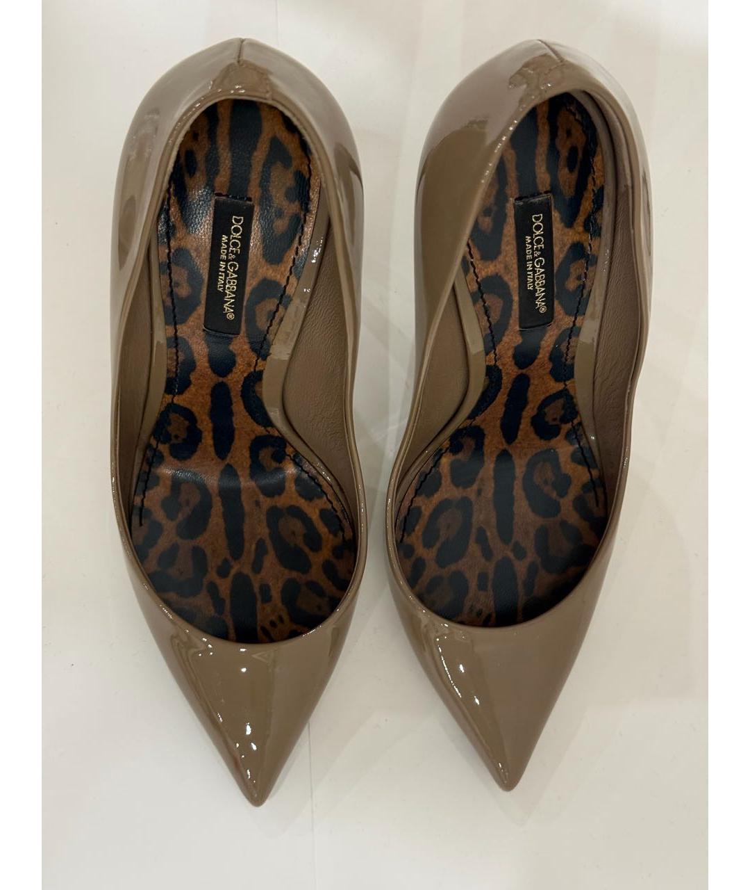 DOLCE&GABBANA Хаки туфли из лакированной кожи, фото 5