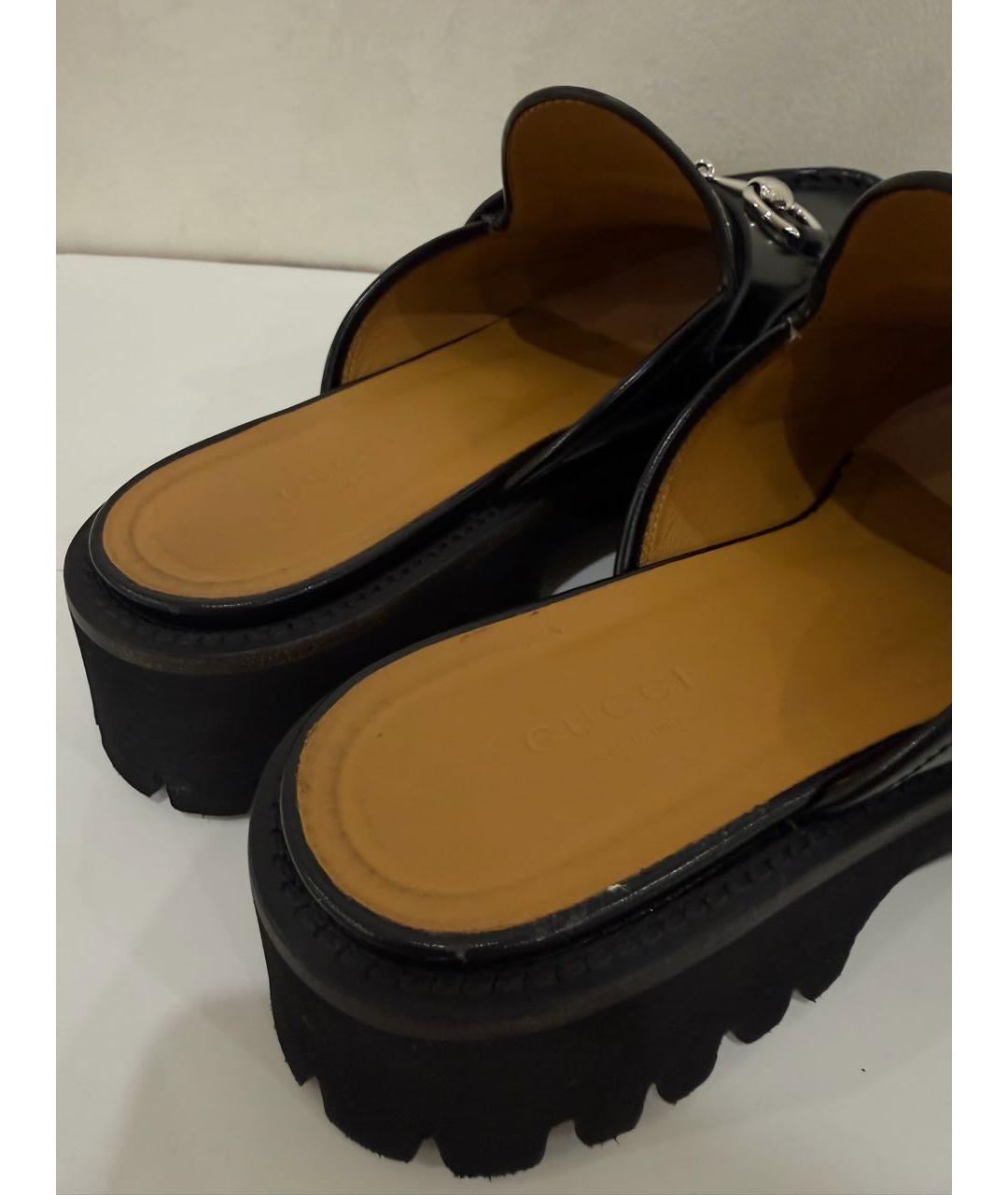 GUCCI Черные кожаные сабо, фото 6