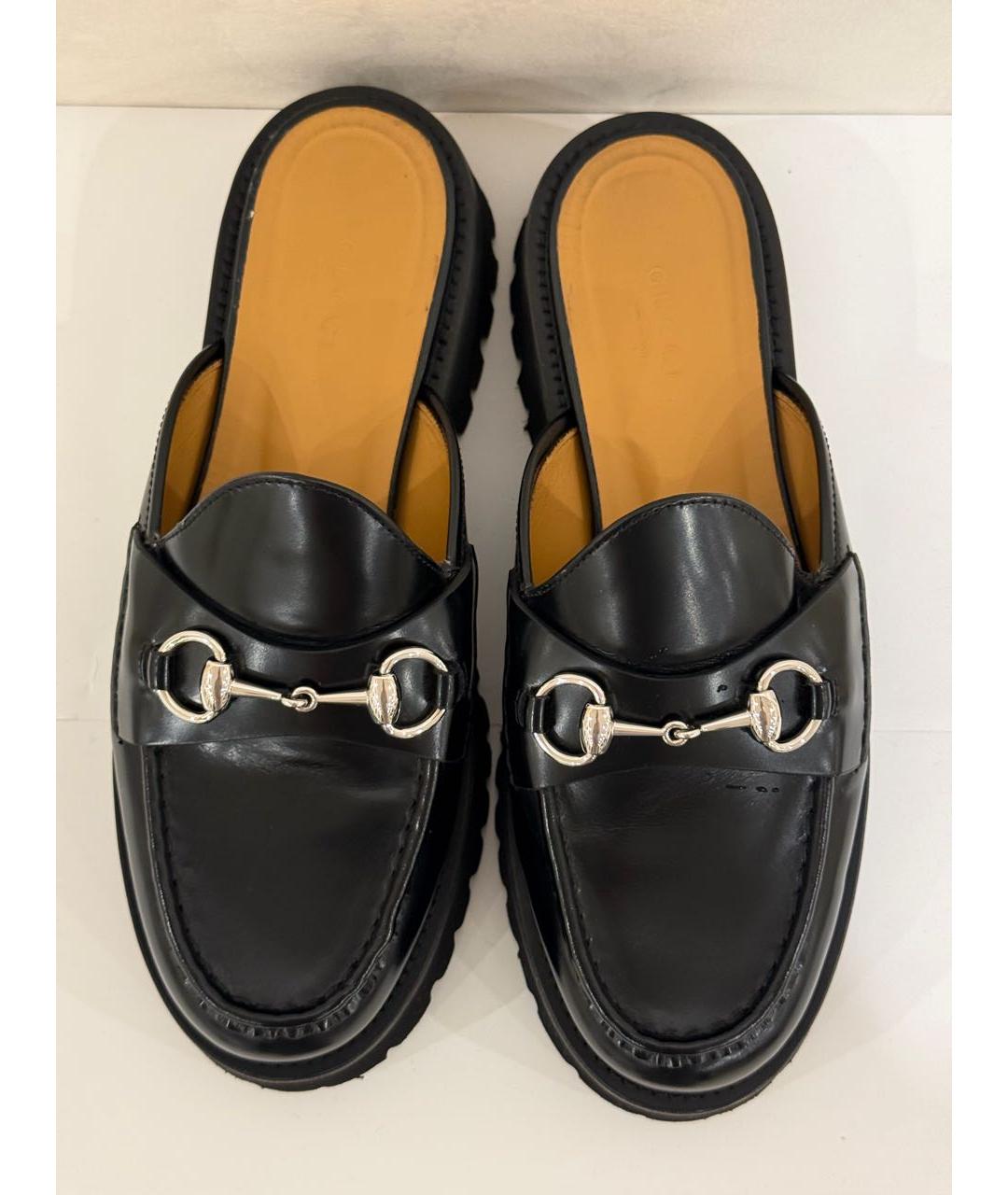 GUCCI Черные кожаные сабо, фото 3