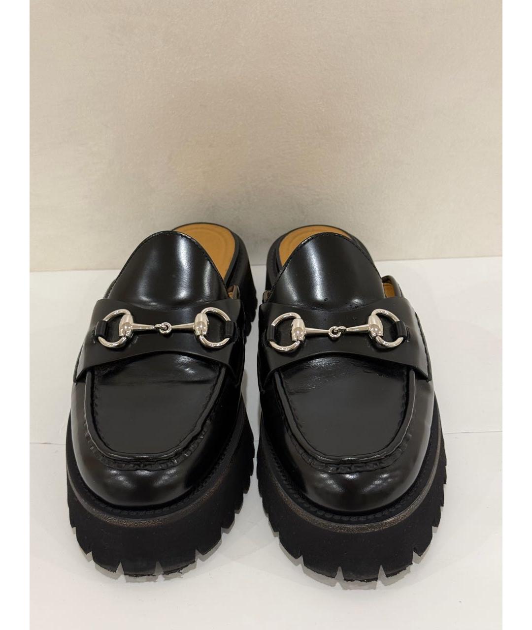 GUCCI Черные кожаные сабо, фото 4