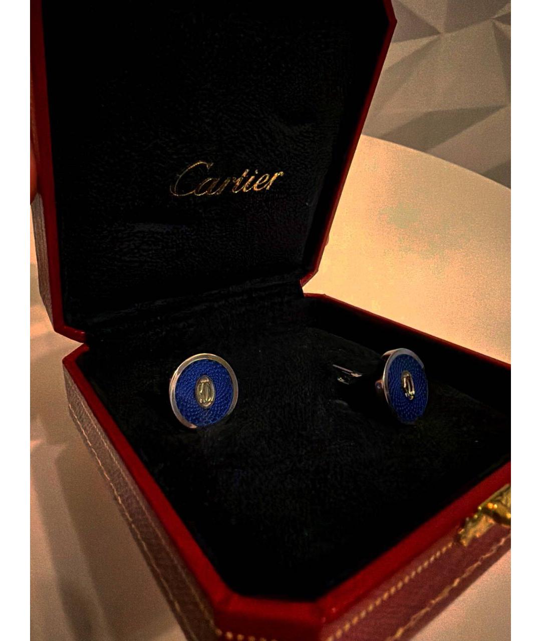 CARTIER Синие серебряные запонки, фото 2
