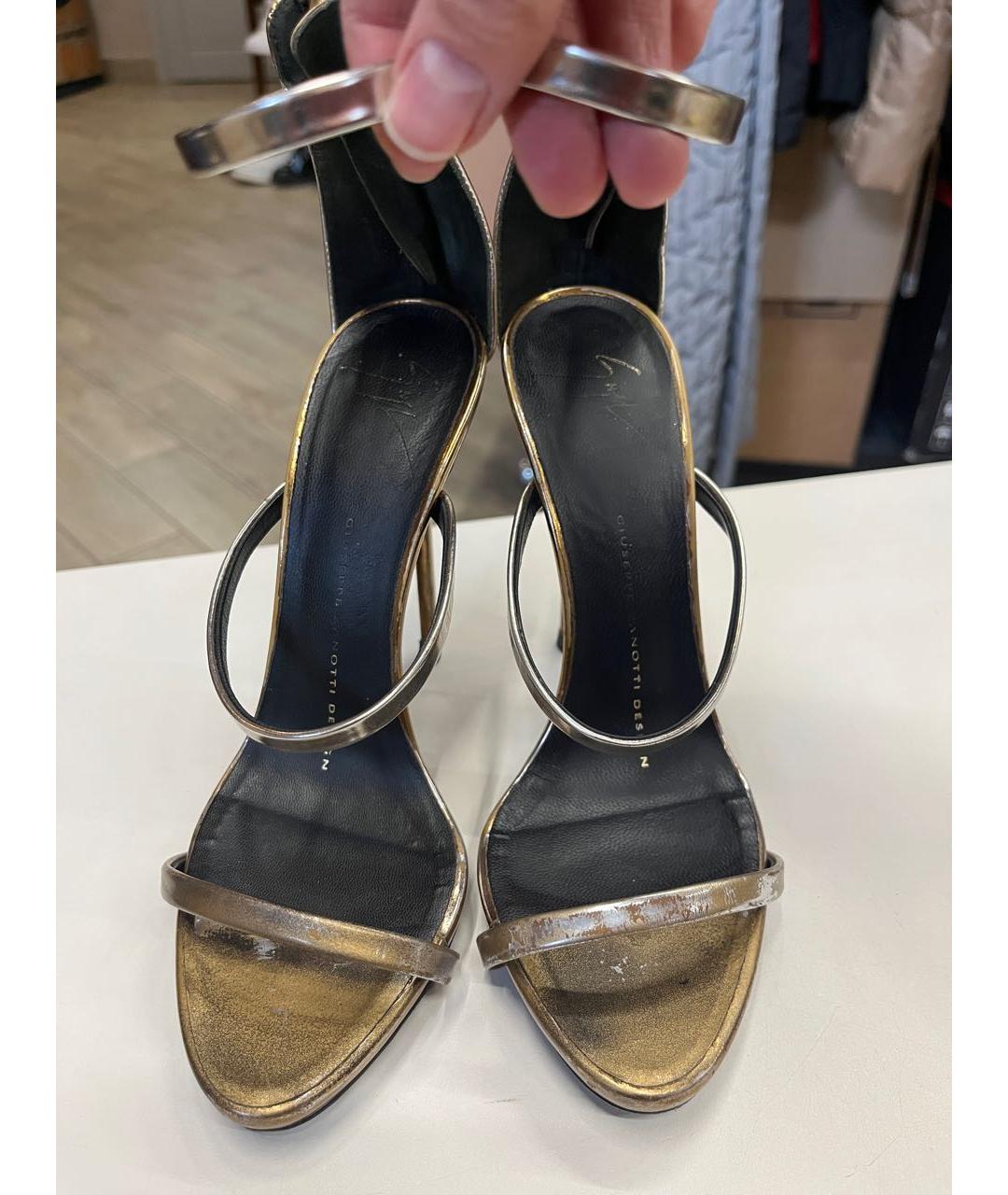 GIUSEPPE ZANOTTI DESIGN Золотые кожаные босоножки, фото 2