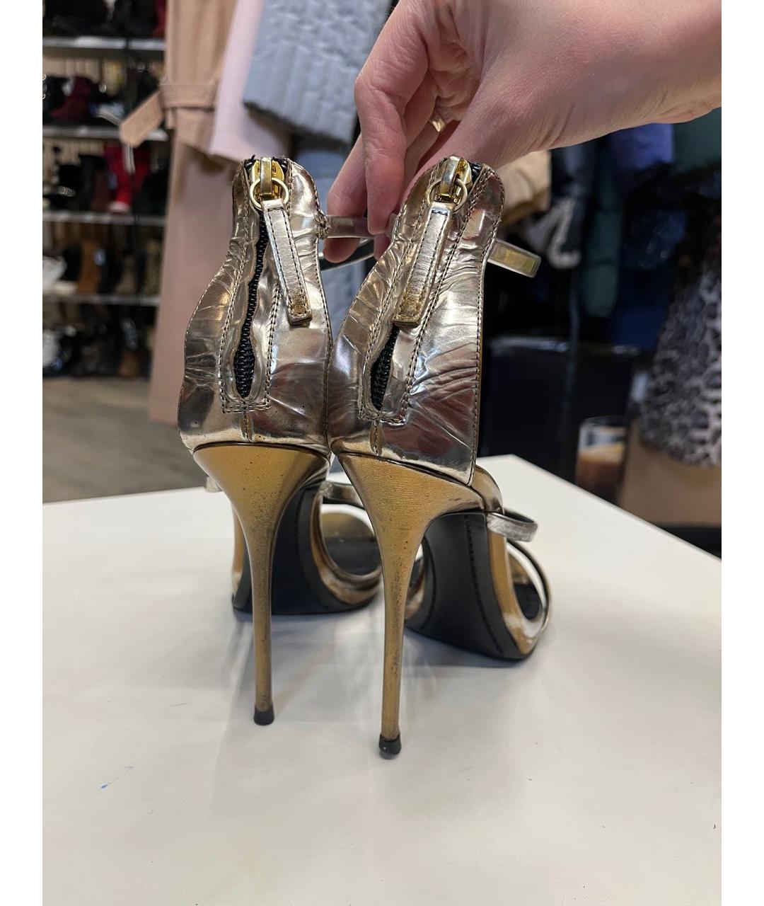 GIUSEPPE ZANOTTI DESIGN Золотые кожаные босоножки, фото 3