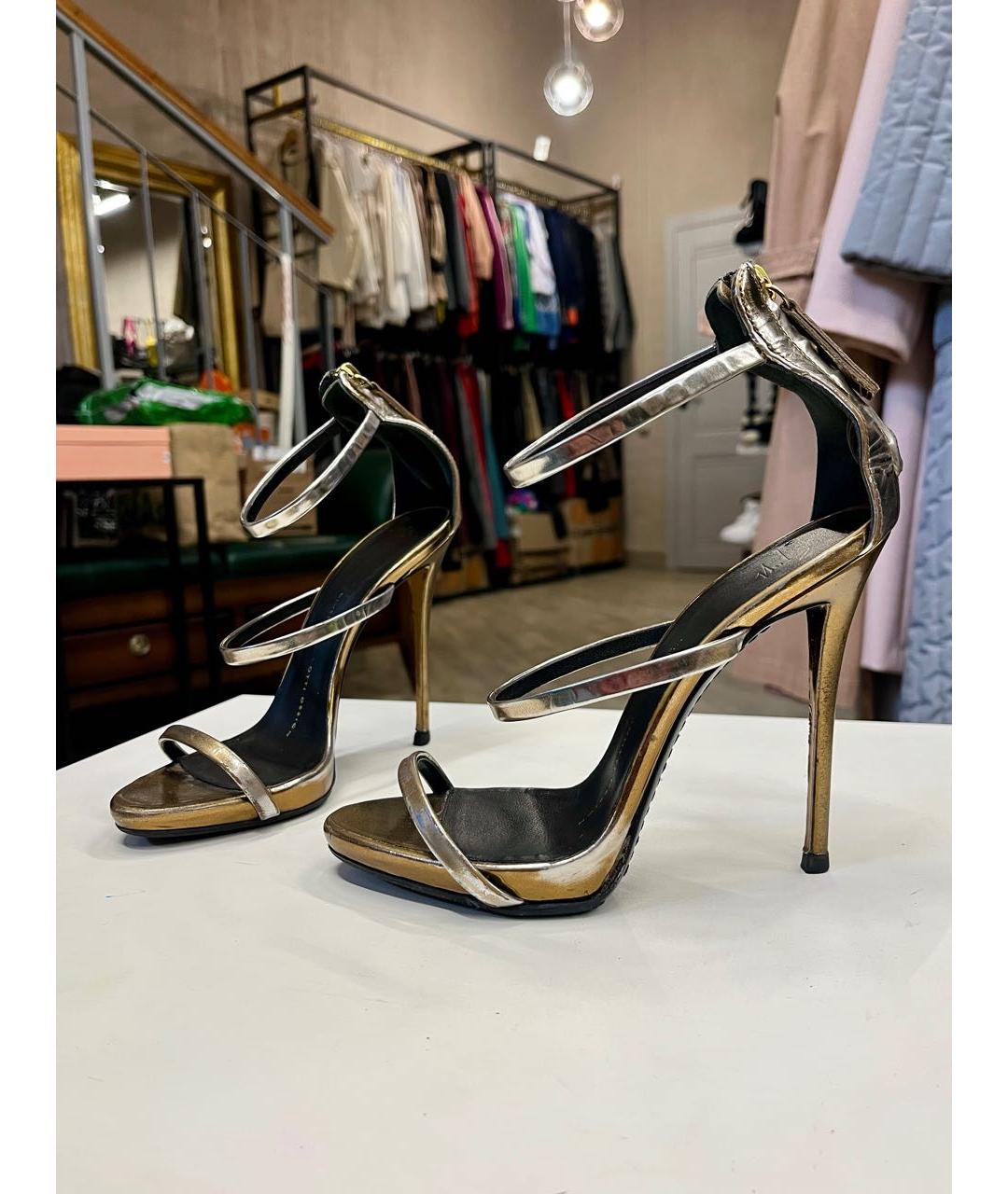 GIUSEPPE ZANOTTI DESIGN Золотые кожаные босоножки, фото 7