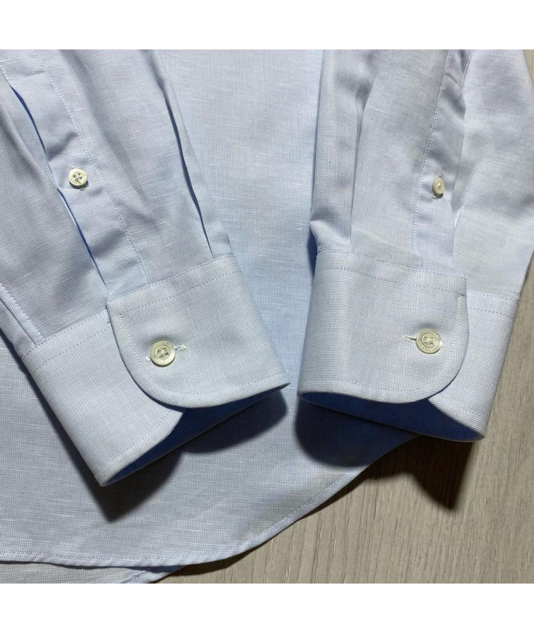 CORNELIANI Голубая льняная кэжуал рубашка, фото 8