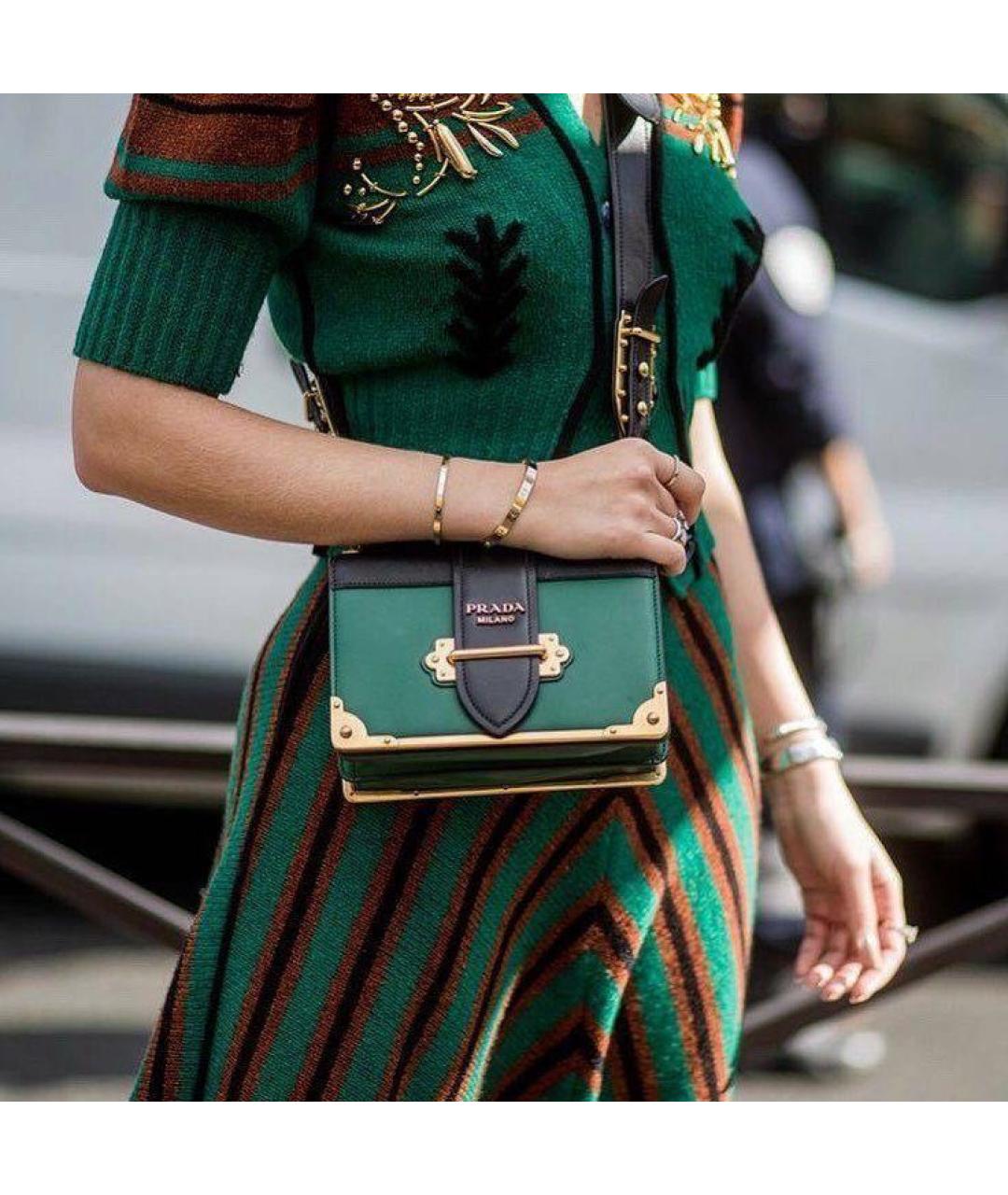 PRADA Зеленая кожаная сумка тоут, фото 5