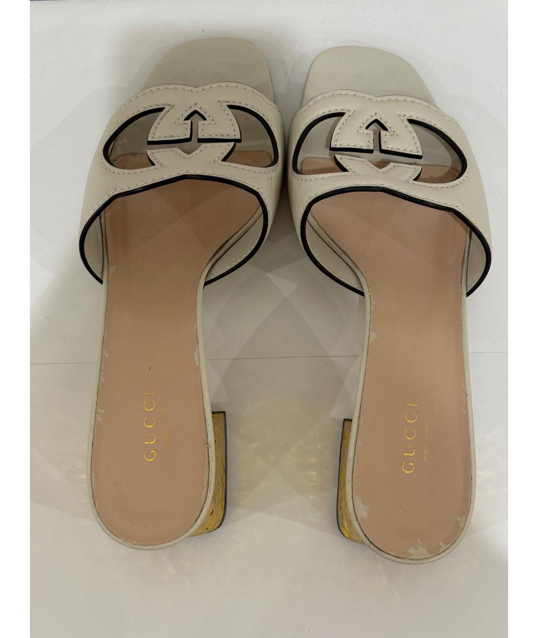 GUCCI Белые кожаные мюли, фото 5