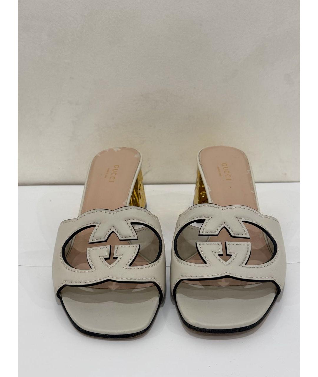 GUCCI Белые кожаные мюли, фото 2