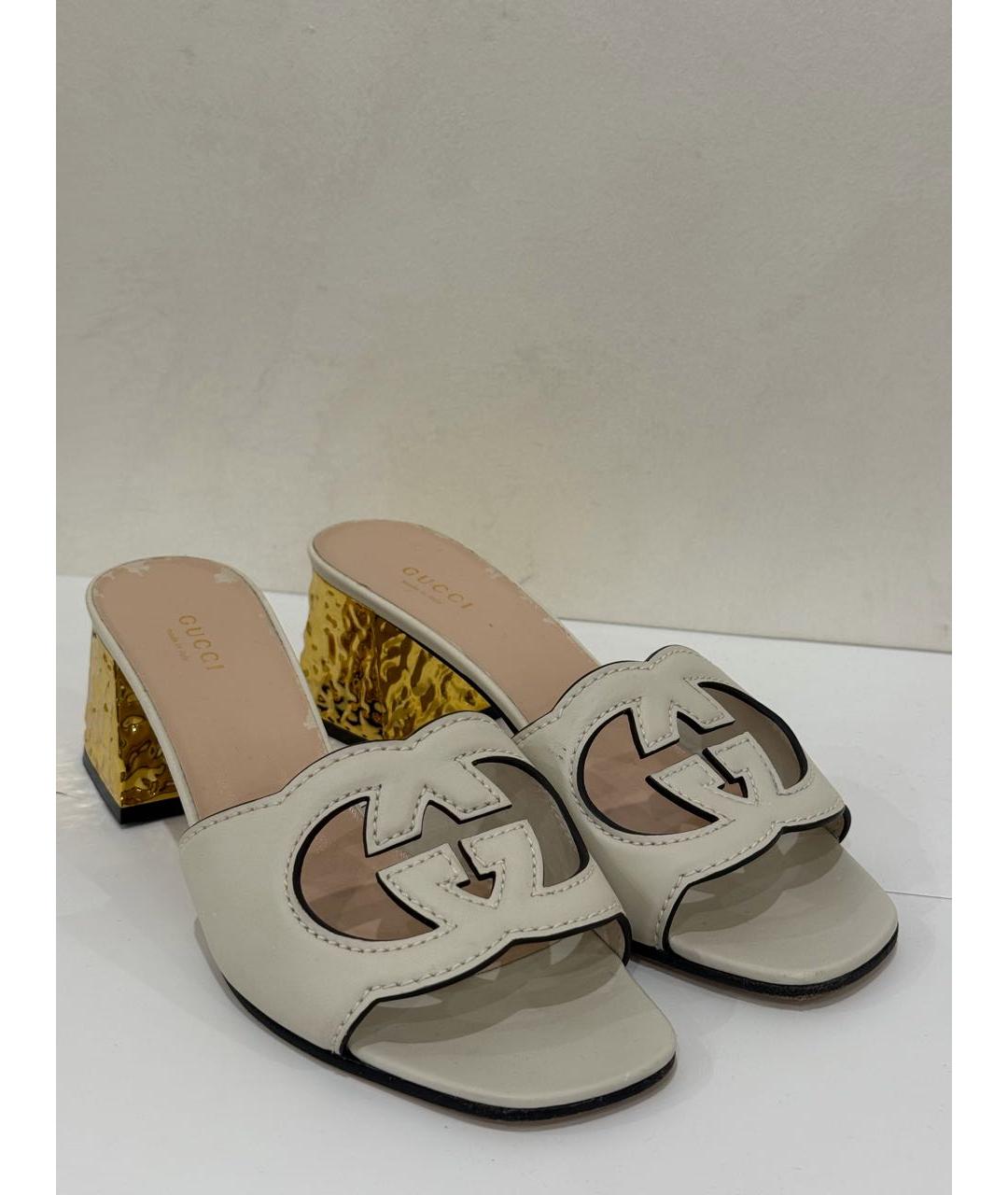 GUCCI Белые кожаные мюли, фото 6