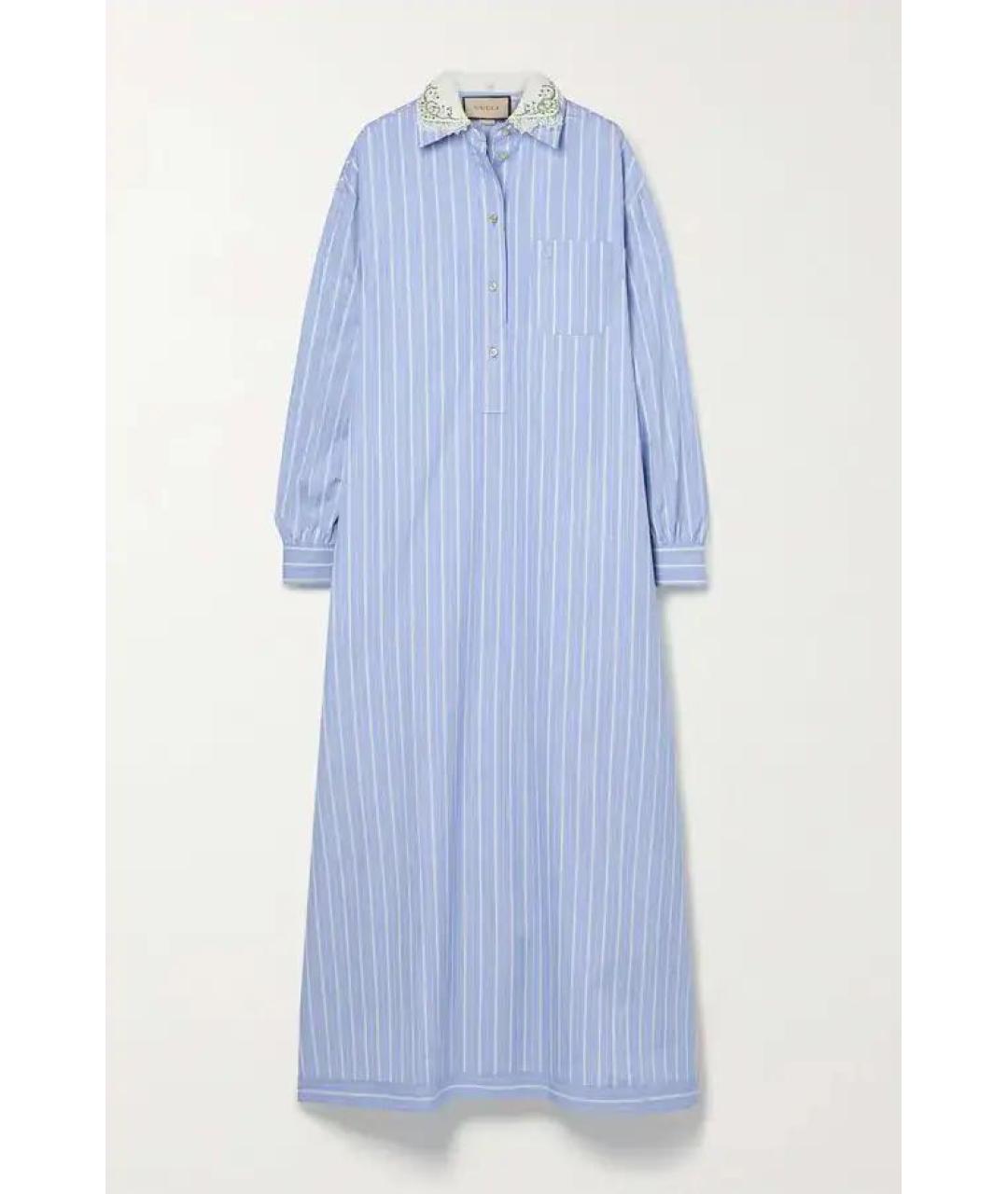 GUCCI Голубое хлопковое коктейльное платье, фото 4