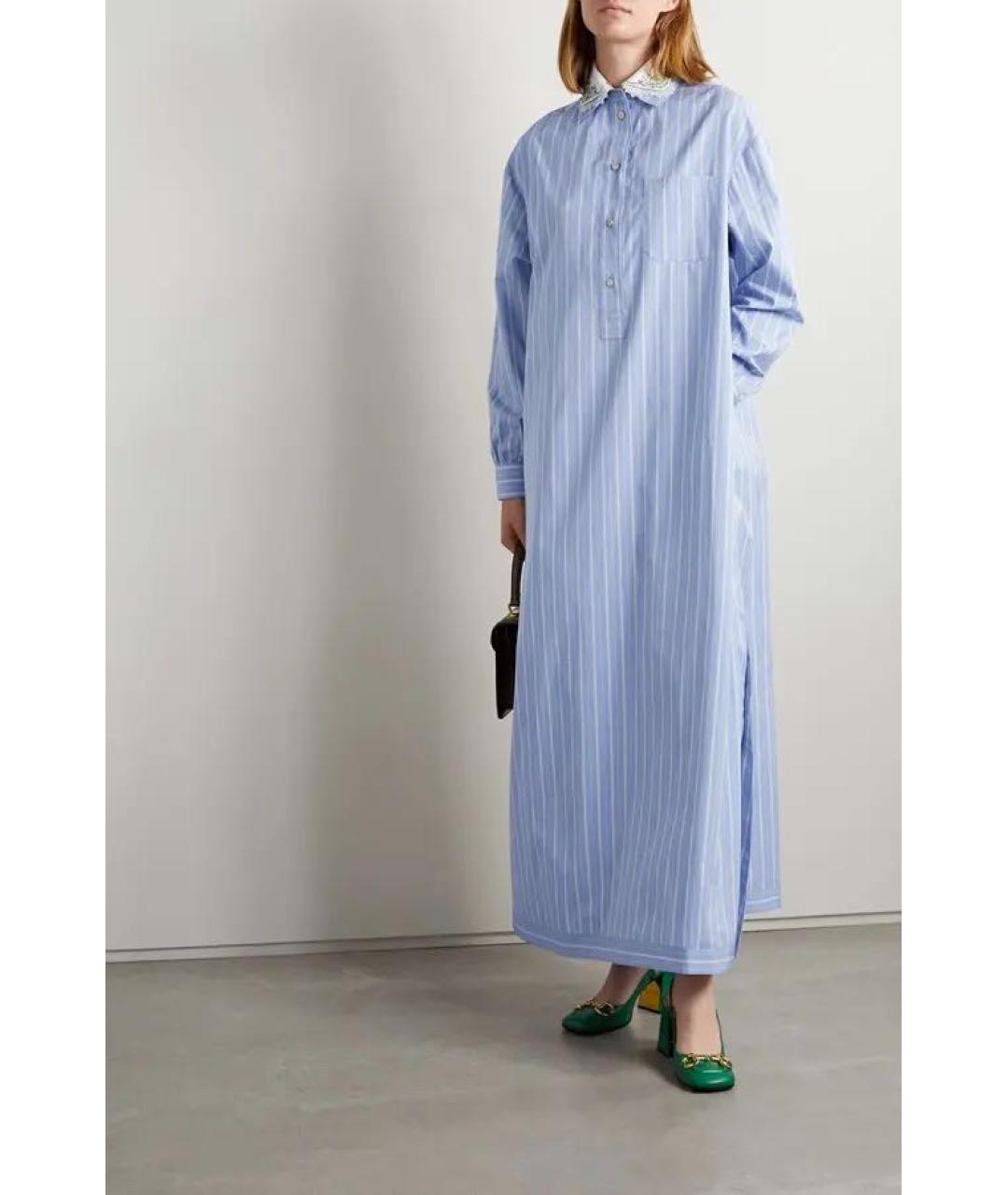 GUCCI Голубое хлопковое коктейльное платье, фото 3