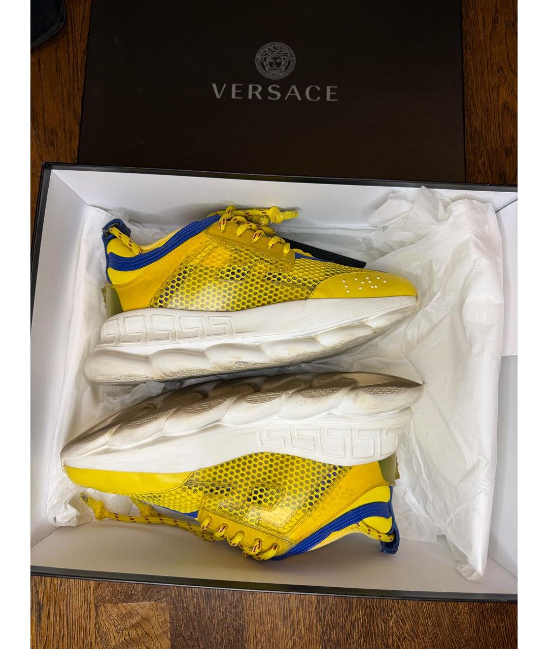 VERSACE Желтые текстильные кроссовки, фото 9
